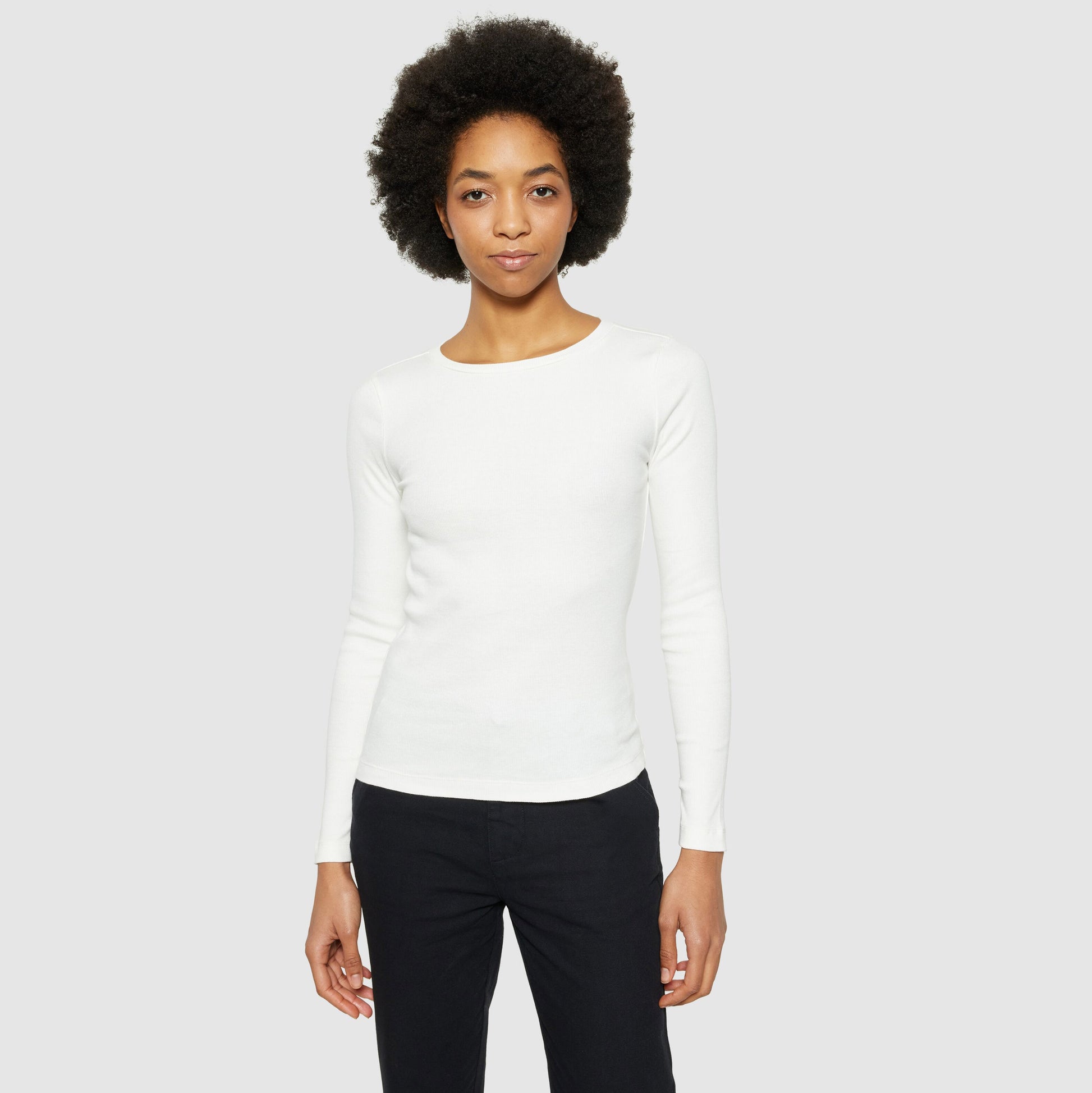 Rib Scoop Neck Organic Cotton Star White