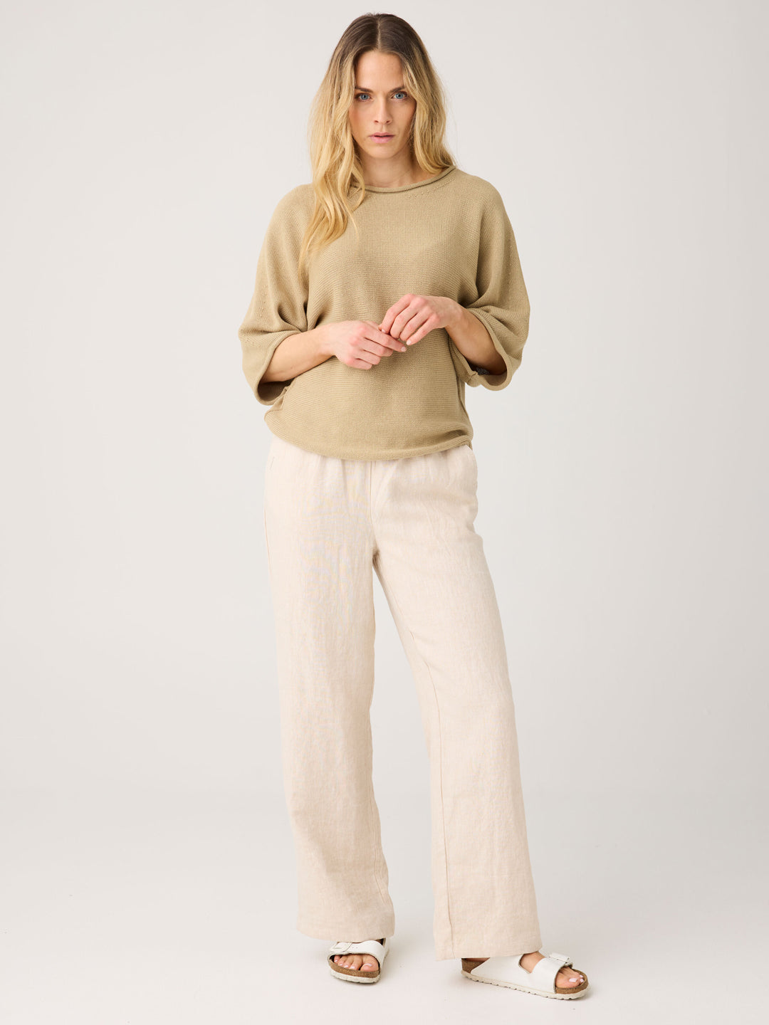 Posey Organic Linen Pants Light Feather Gray