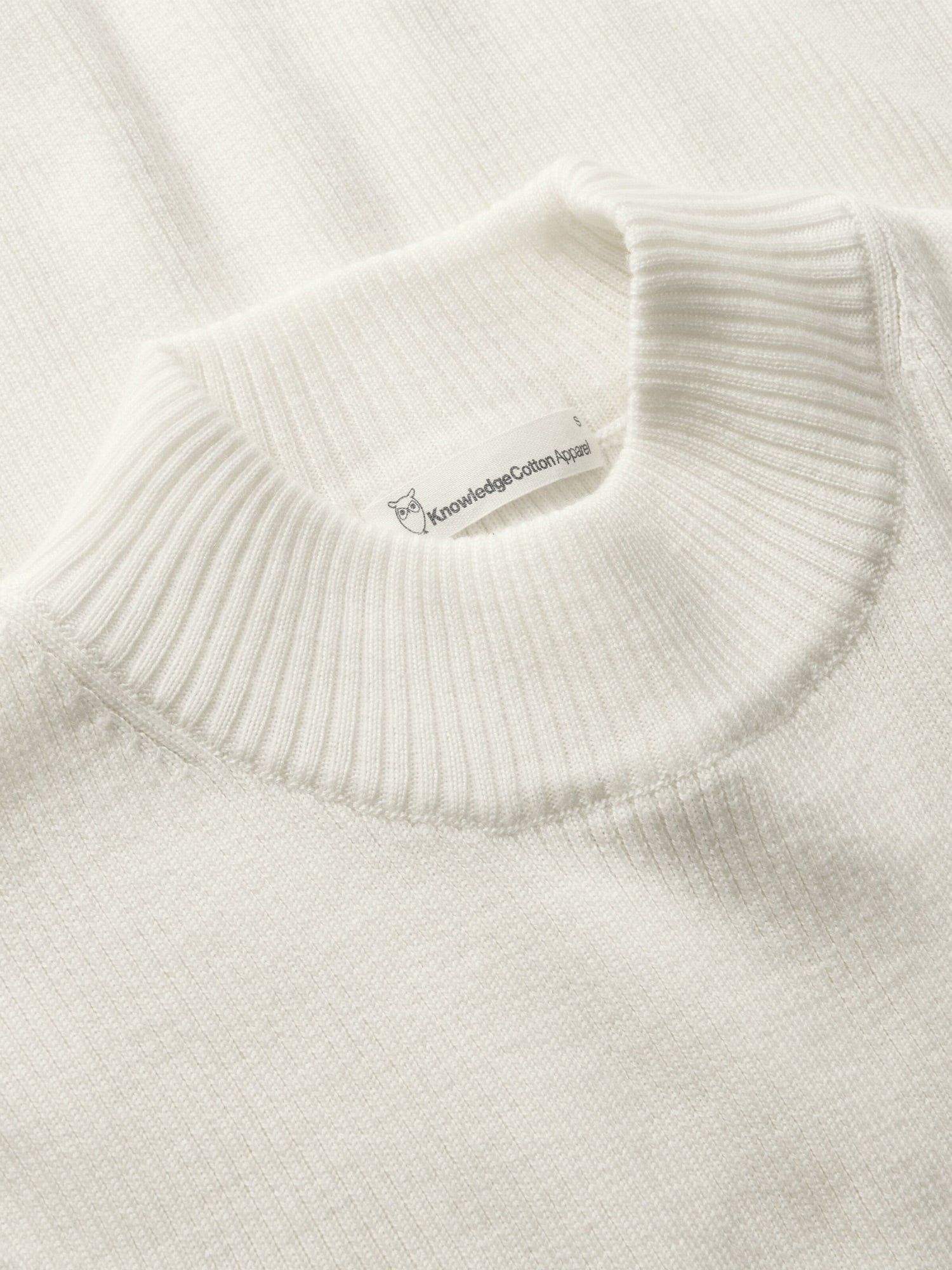 Merino Wool Rib Knit Mock Neck Egret