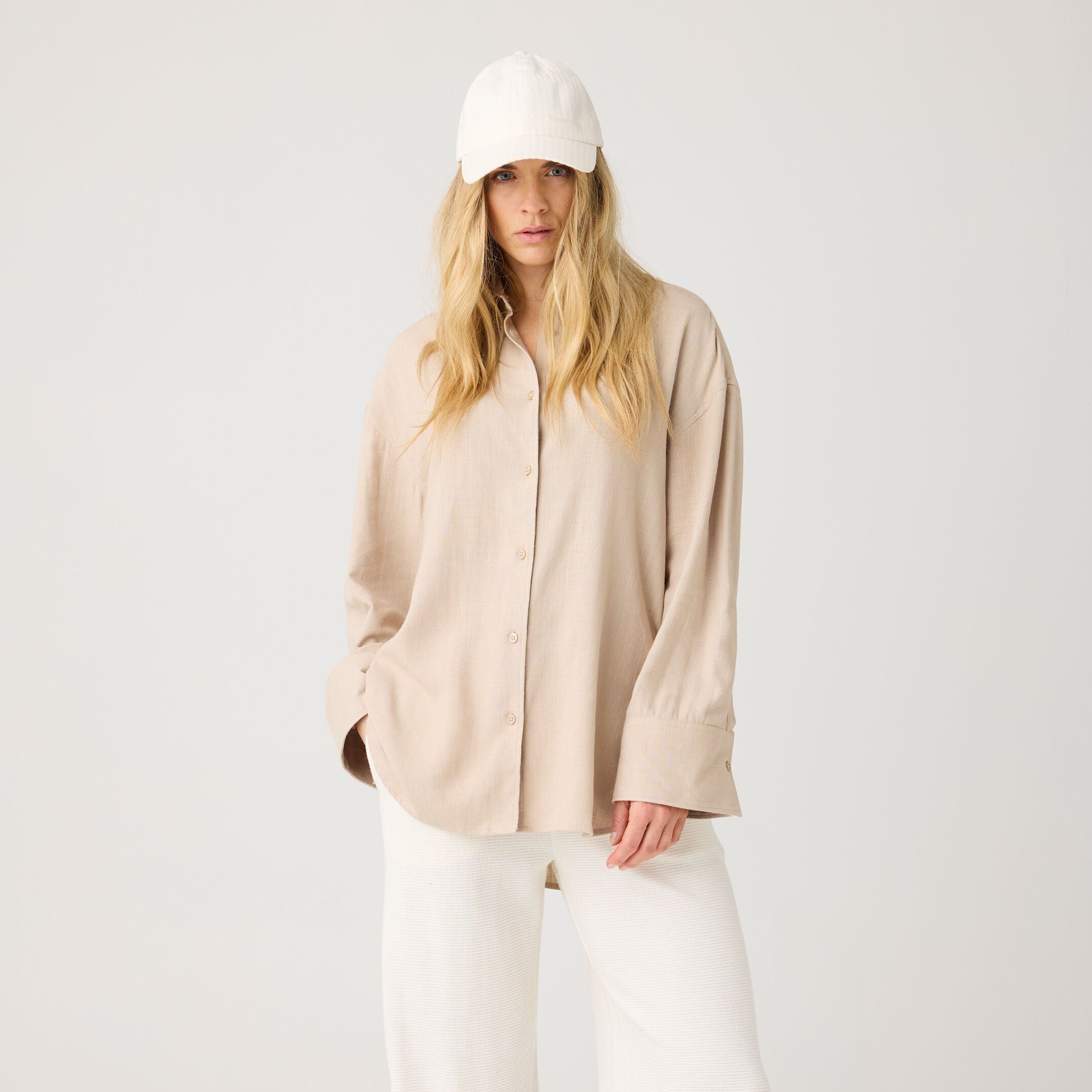 Linen & EcoVero Relaxed Shirt Light Feather Gray