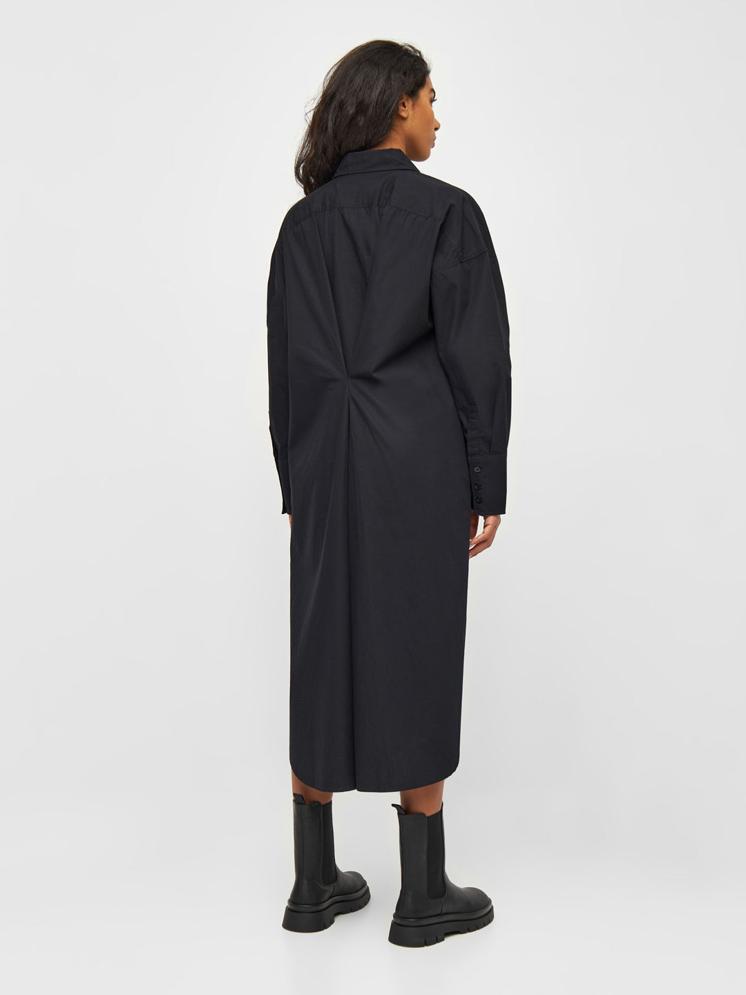 Poplin Wrap Shirt Dress Black - KNOWLEDGE COTTON APPAREL