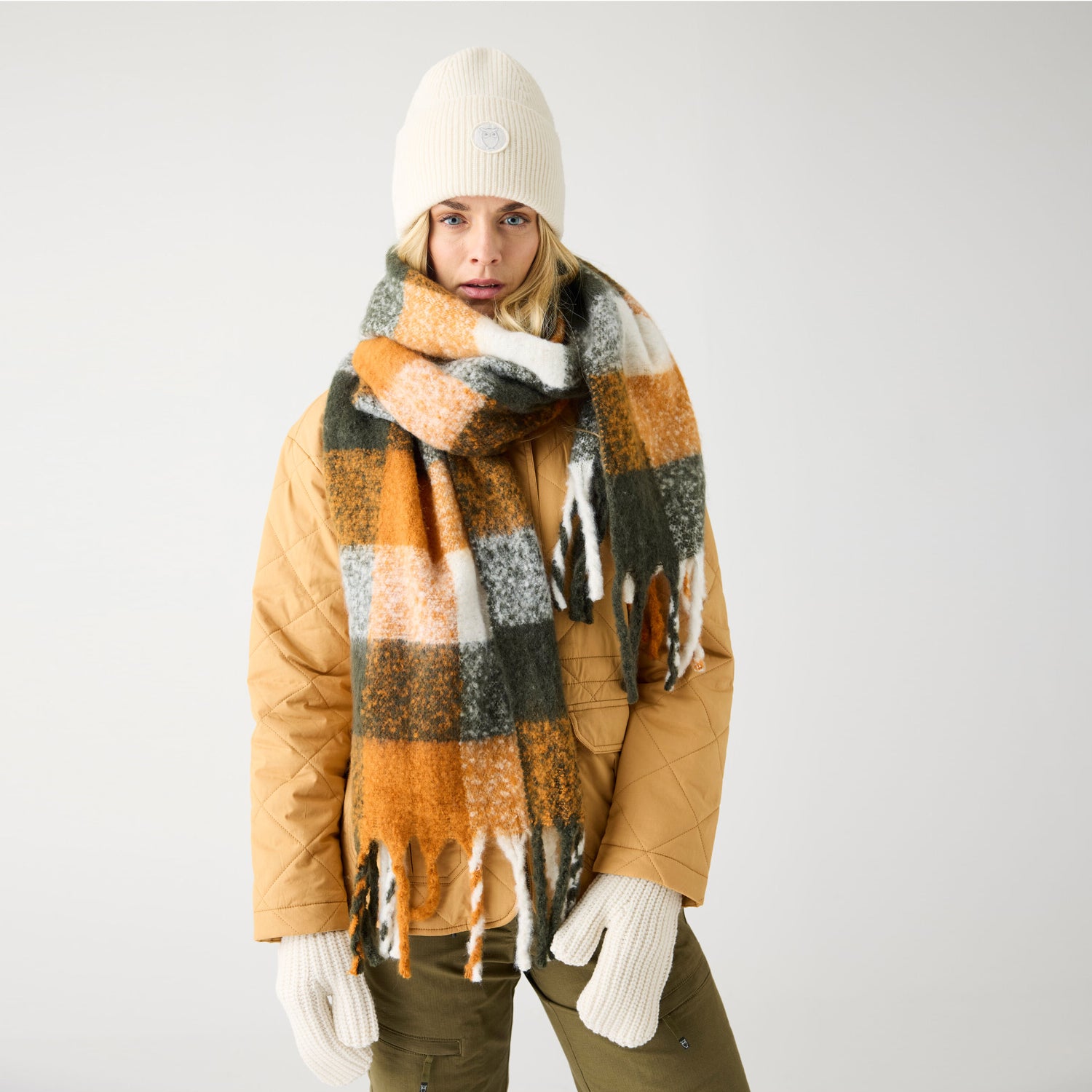 Scarf Vegan Recycled Green Check