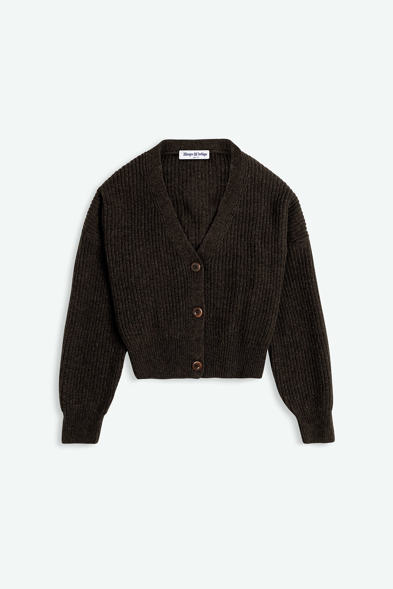 Decima Recycled Wool Knit Cardigan Chocolate Brown