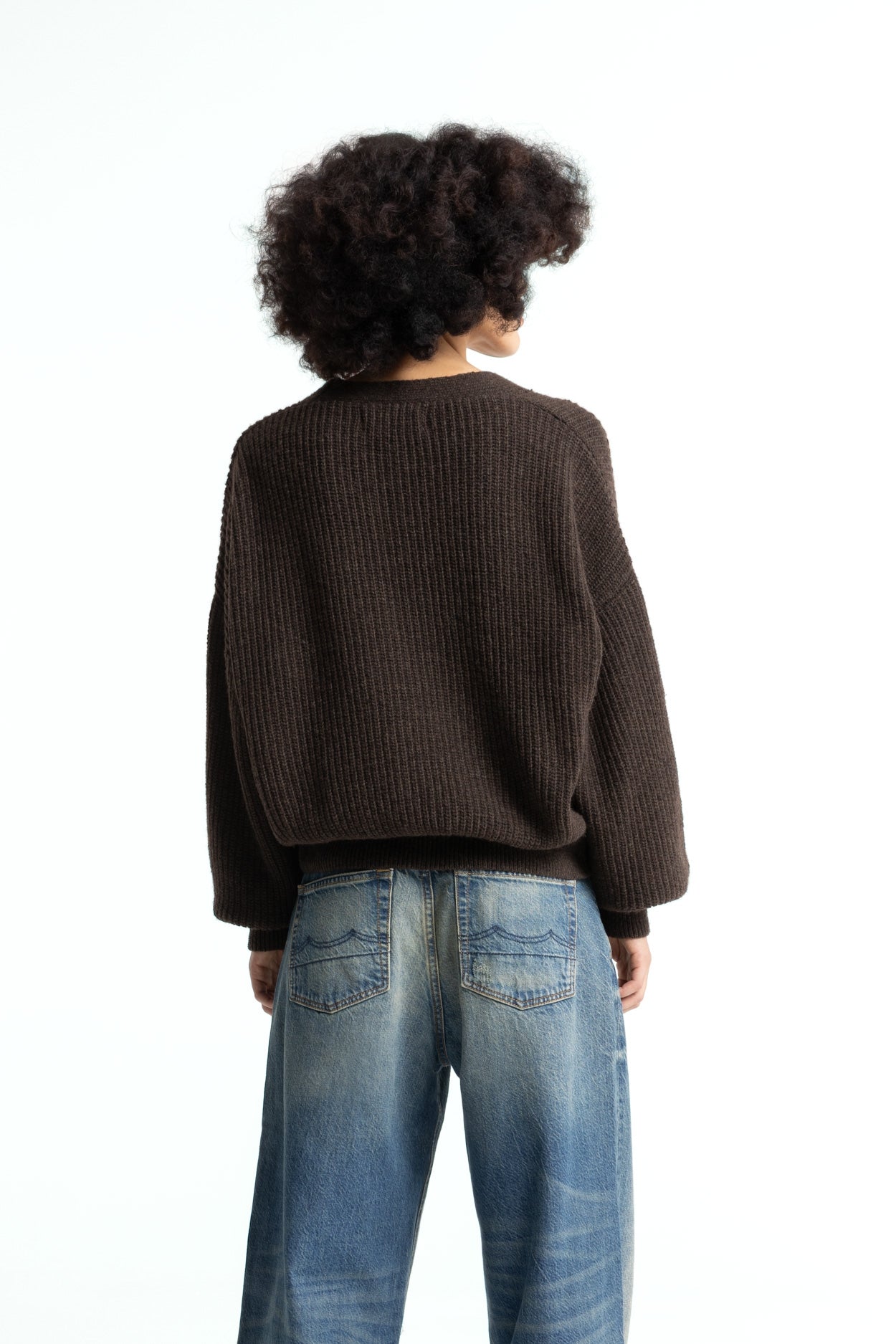Decima Recycled Wool Knit Cardigan Chocolate Brown
