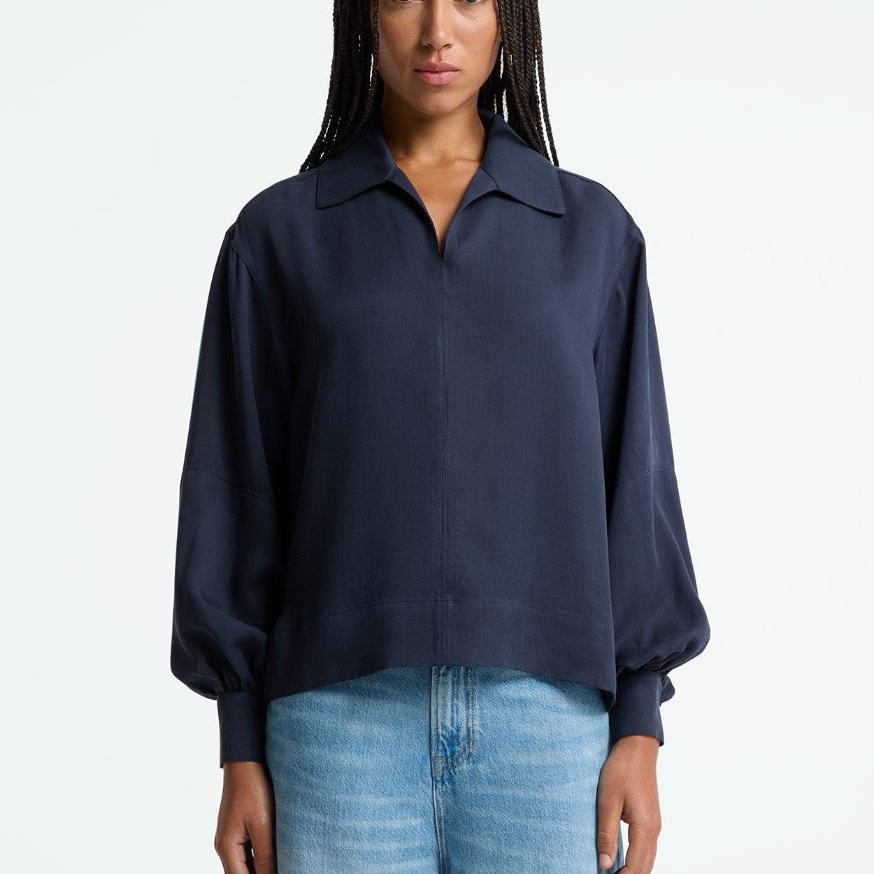 Rheana Cropped Blouse Dress Blues