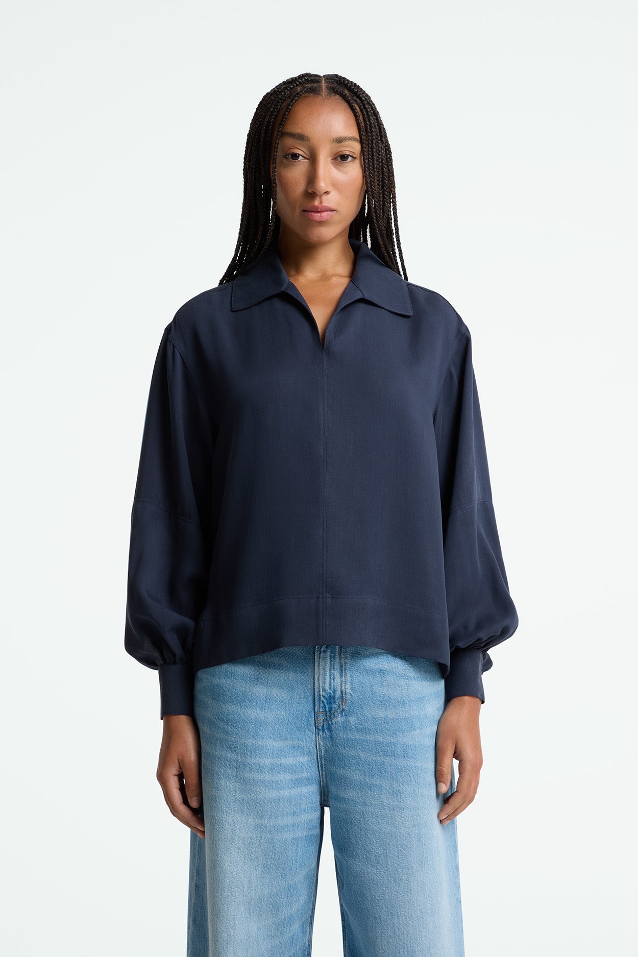 Rheana Cropped Blouse Dress Blues