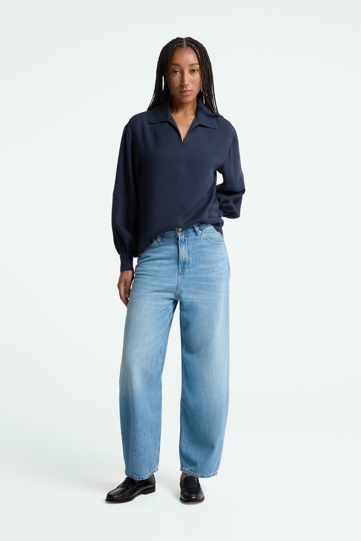 Rheana Cropped Blouse Dress Blues