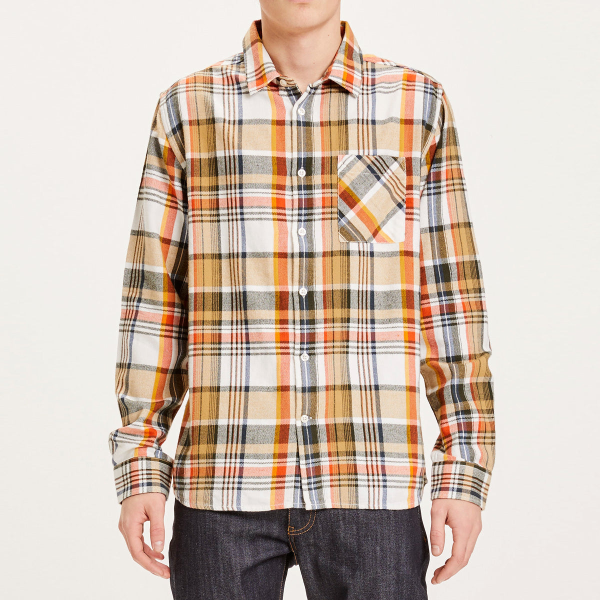 Larch Checked Flannel Kelp - KNOWLEDGE COTTON APPAREL