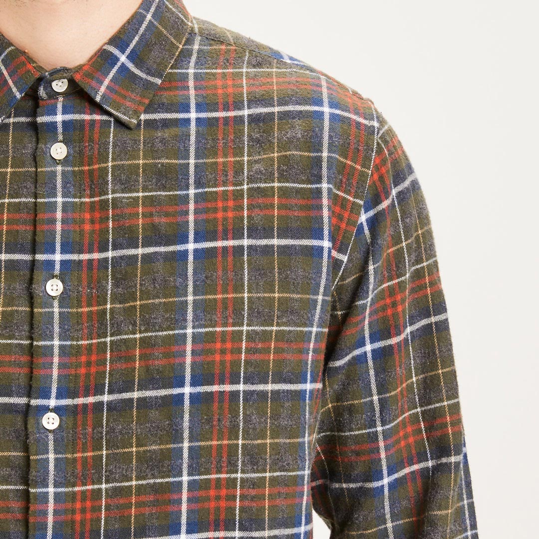 Larch Checked Flanell Shirt Forrest - KNOWLEDGE COTTON APPAREL