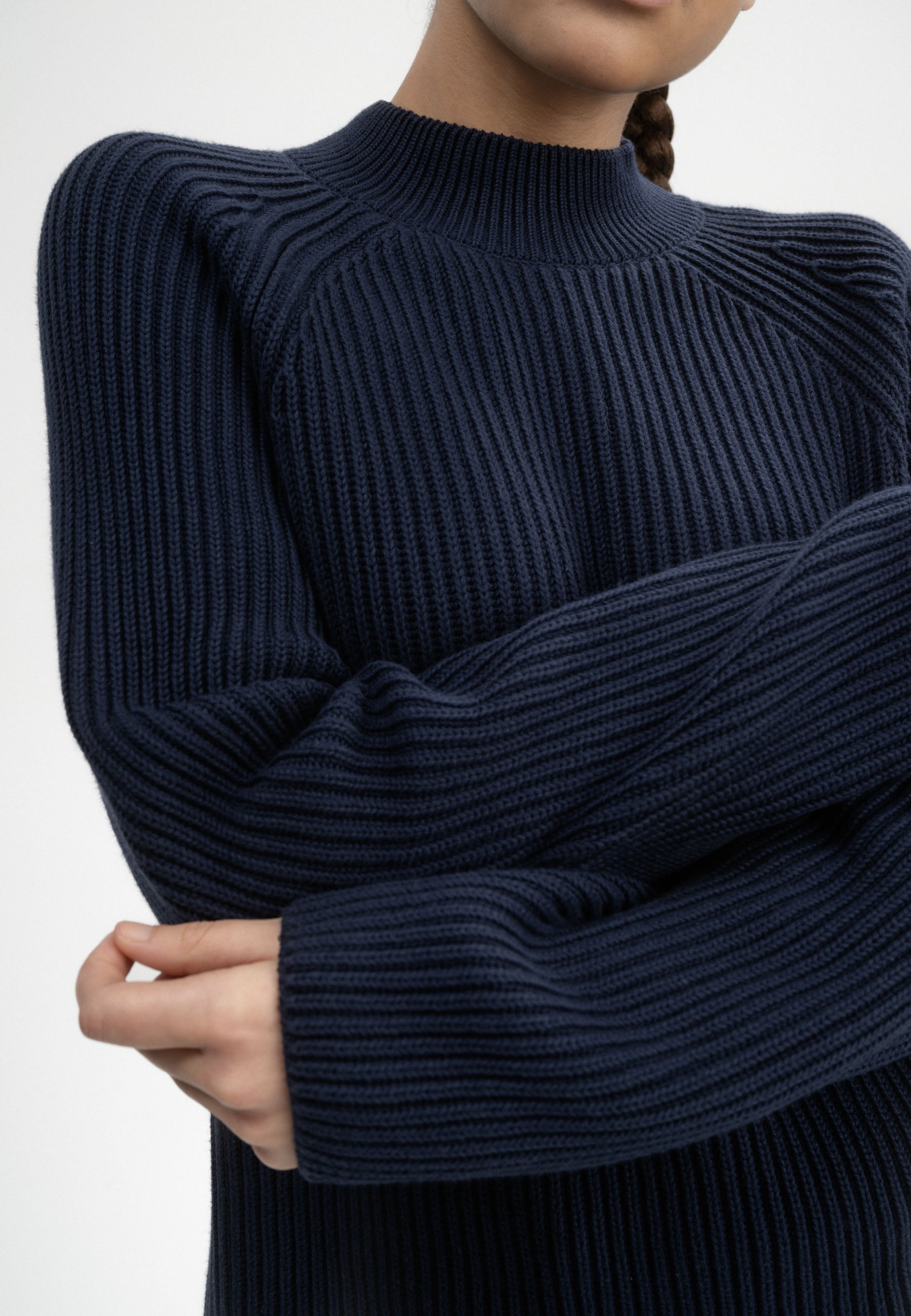 Rib Knit Mock Neck Jumper Analah Navy