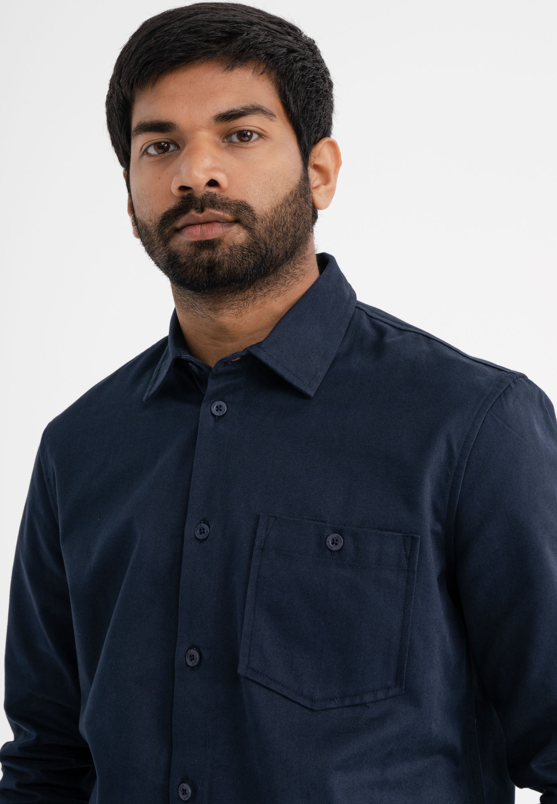 Twill Skjorta Herr Navy