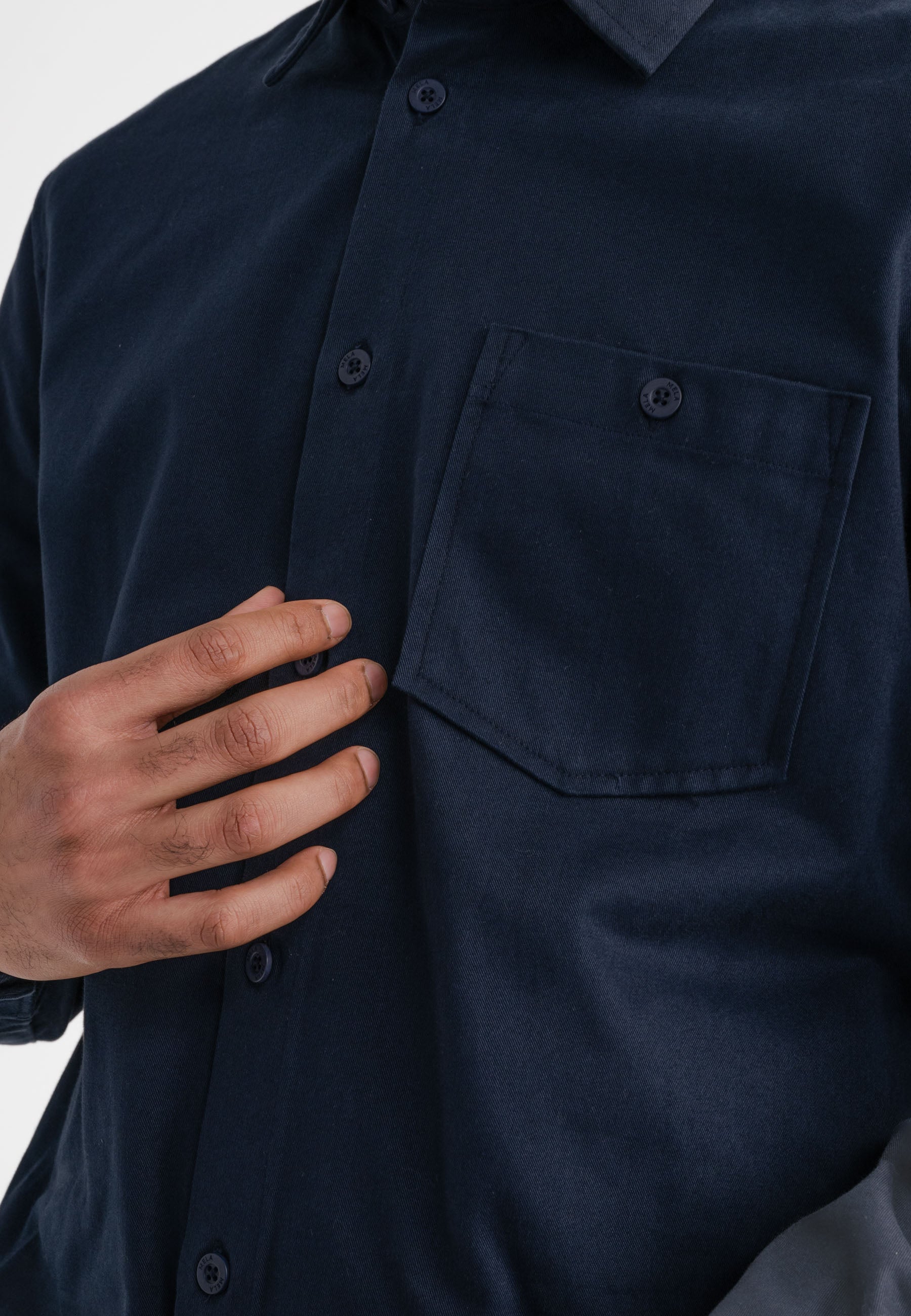 Twill Skjorta Herr Navy