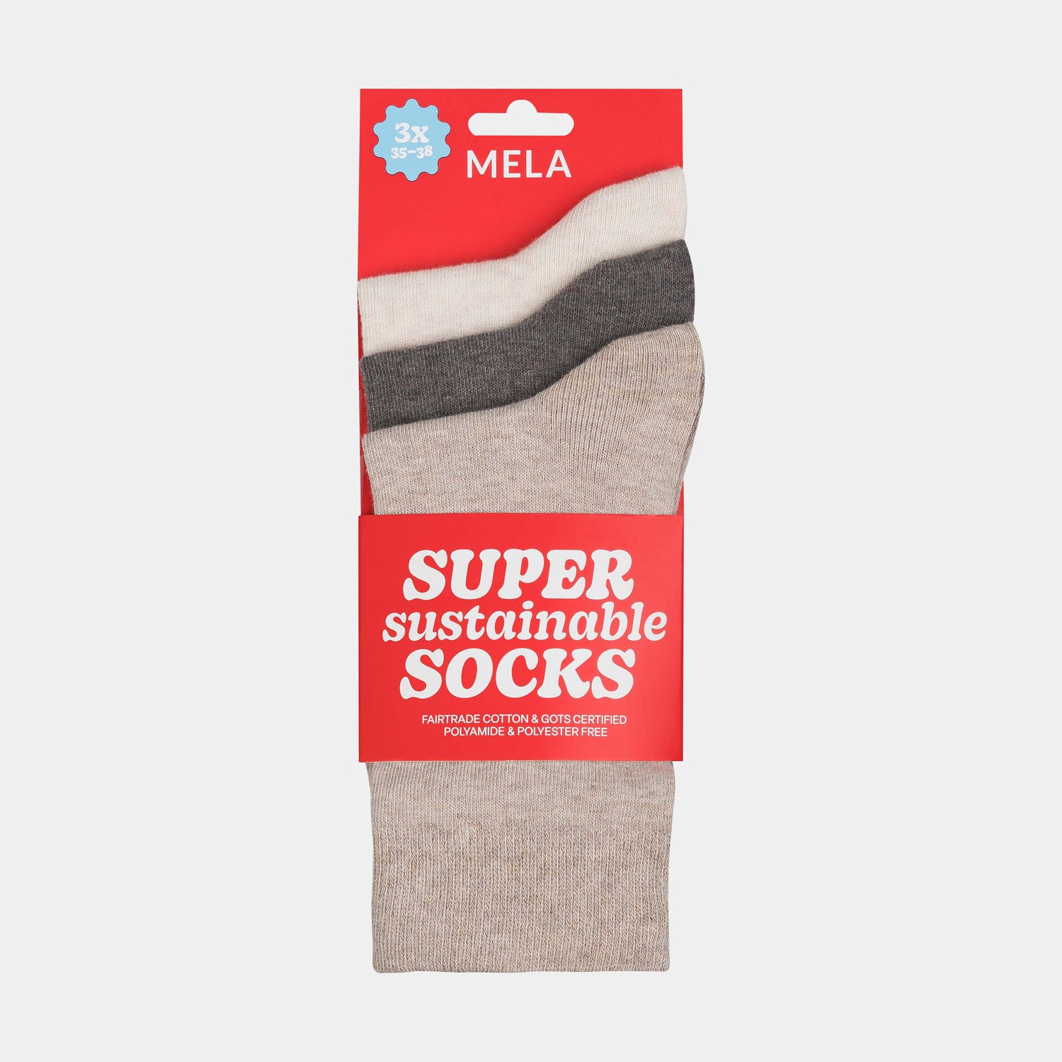 3-pack Super Sustainable Socks Beige Mix