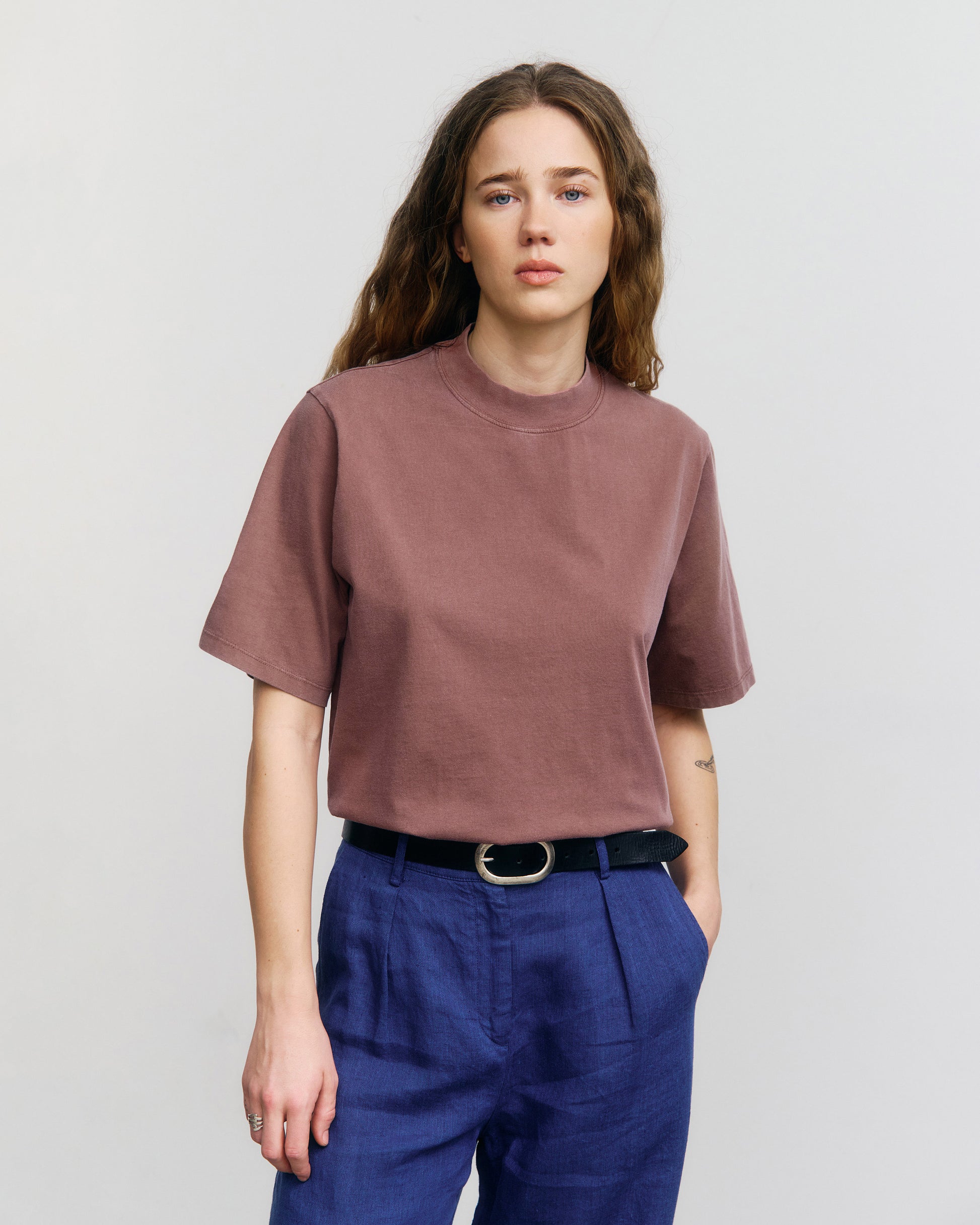 Big Collar T-shirt Faded Brown