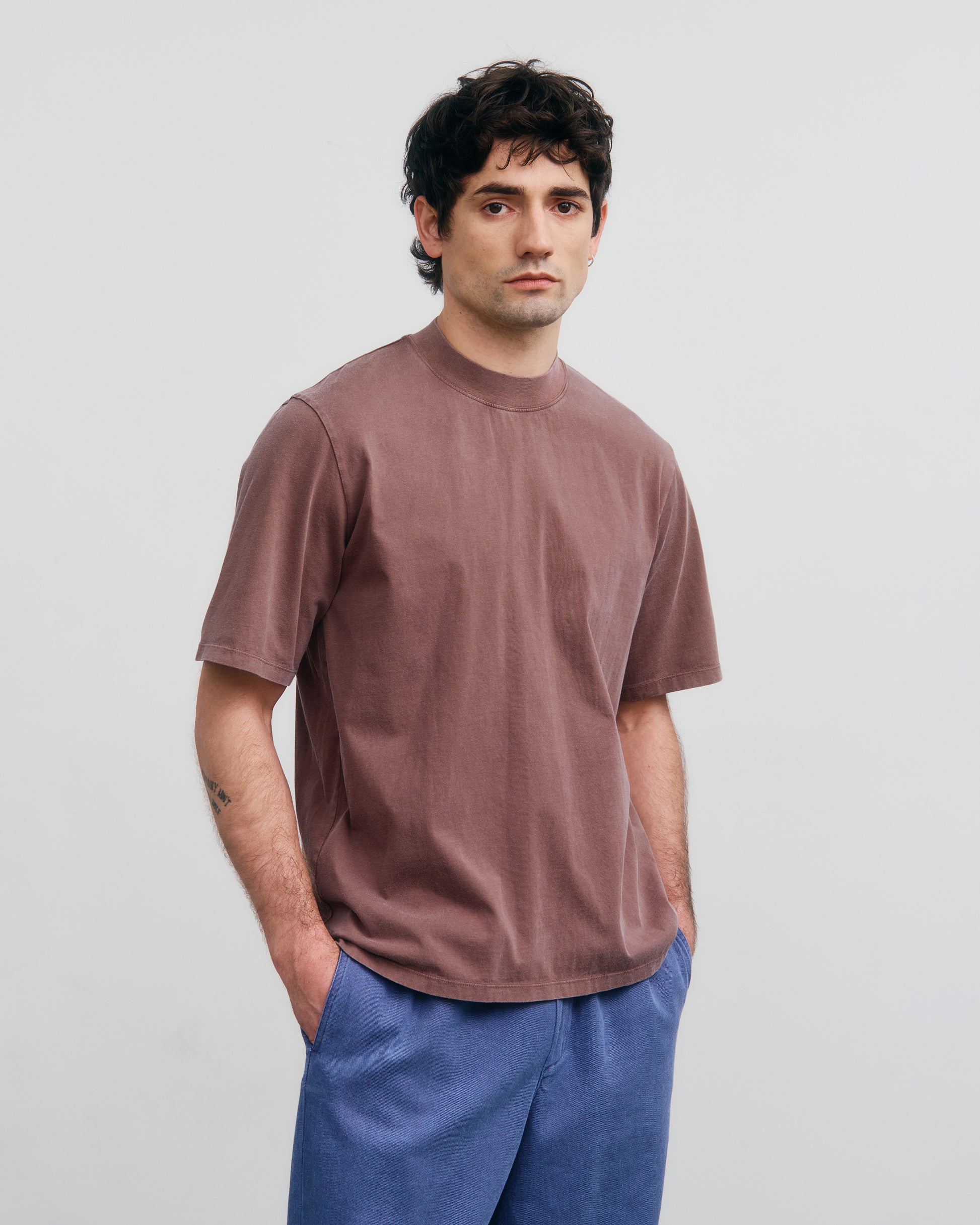 Big Collar T-shirt Faded Brown