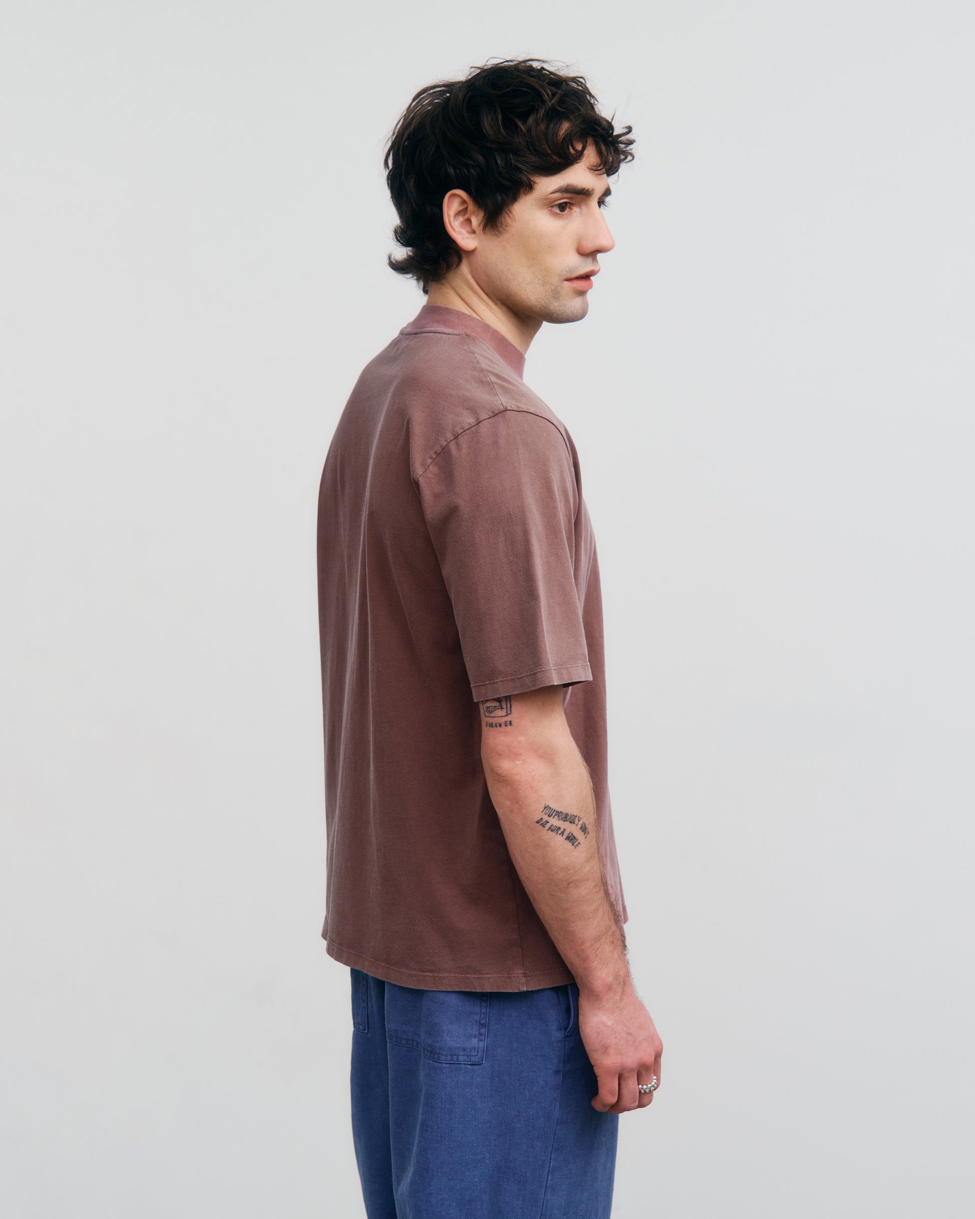 Big Collar T-shirt Faded Brown