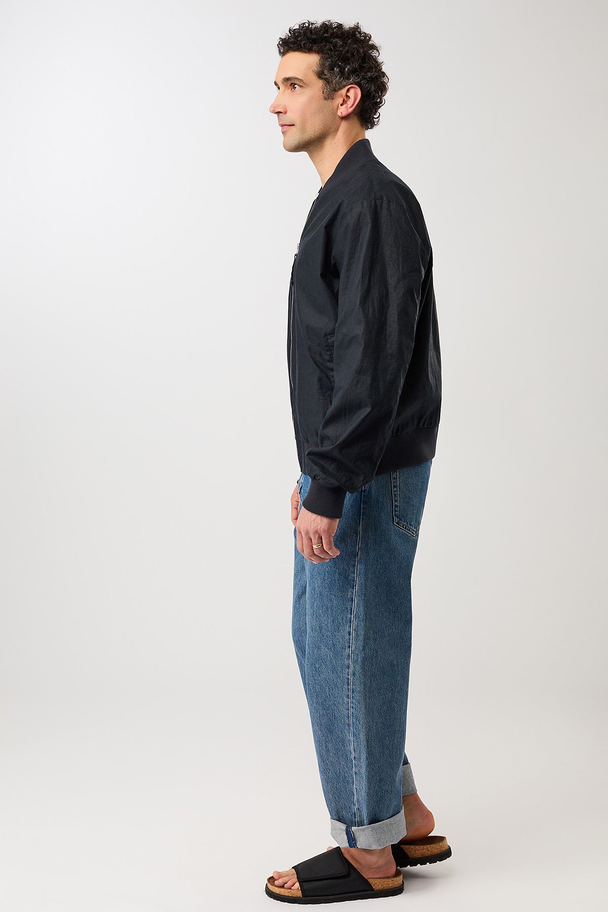 Koojan Linen Bomber Jacket Navy