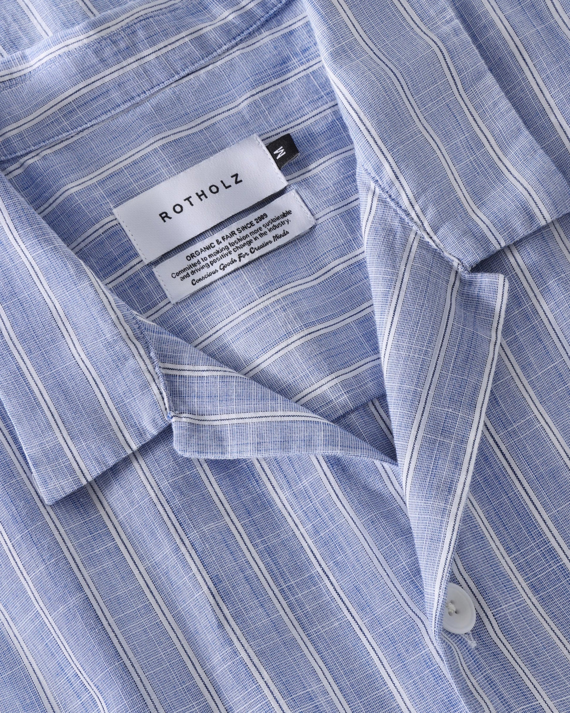 Bowling Shirt Unisex Organic Cotton Blue Stripe