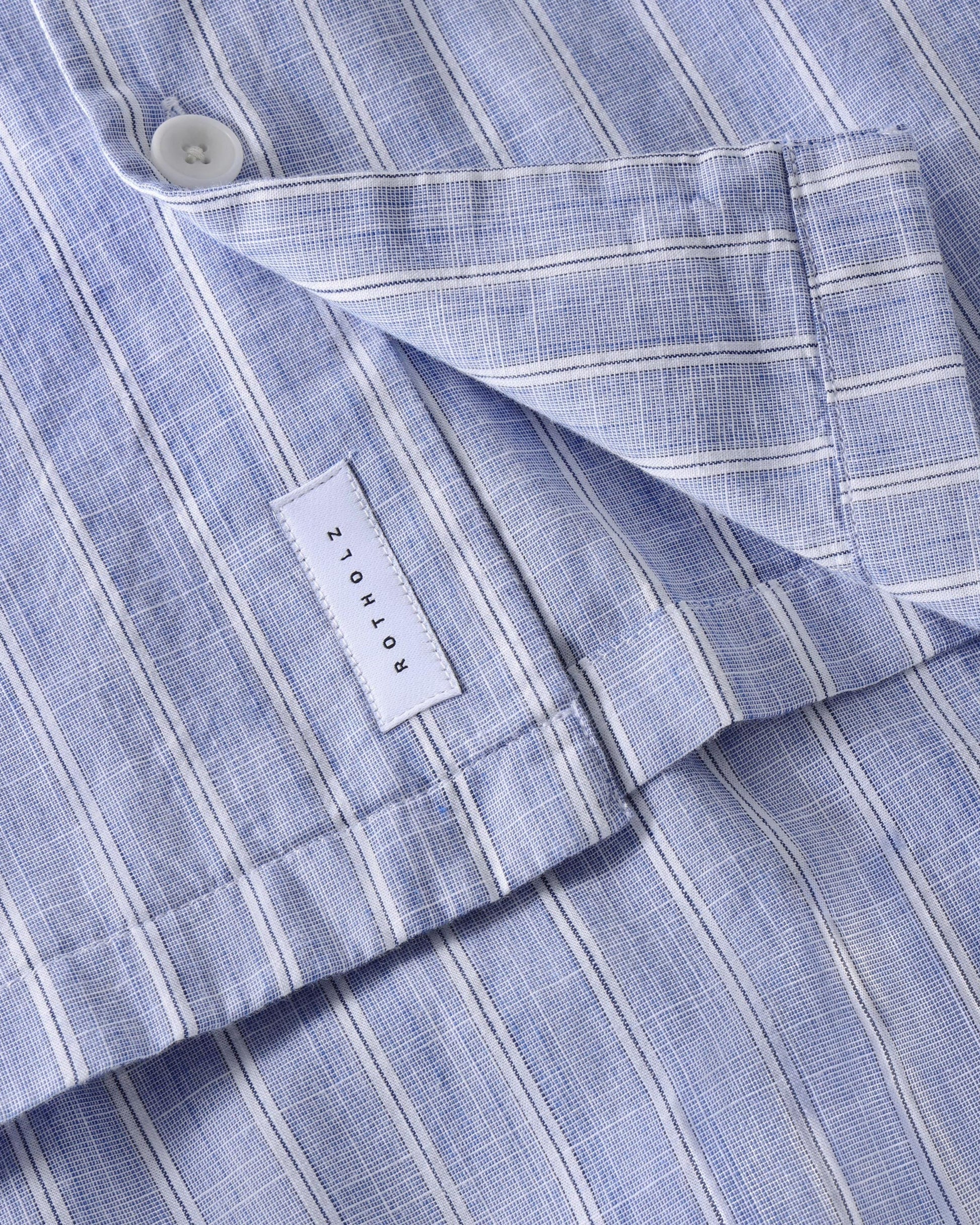 Bowling Shirt Unisex Organic Cotton Blue Stripe