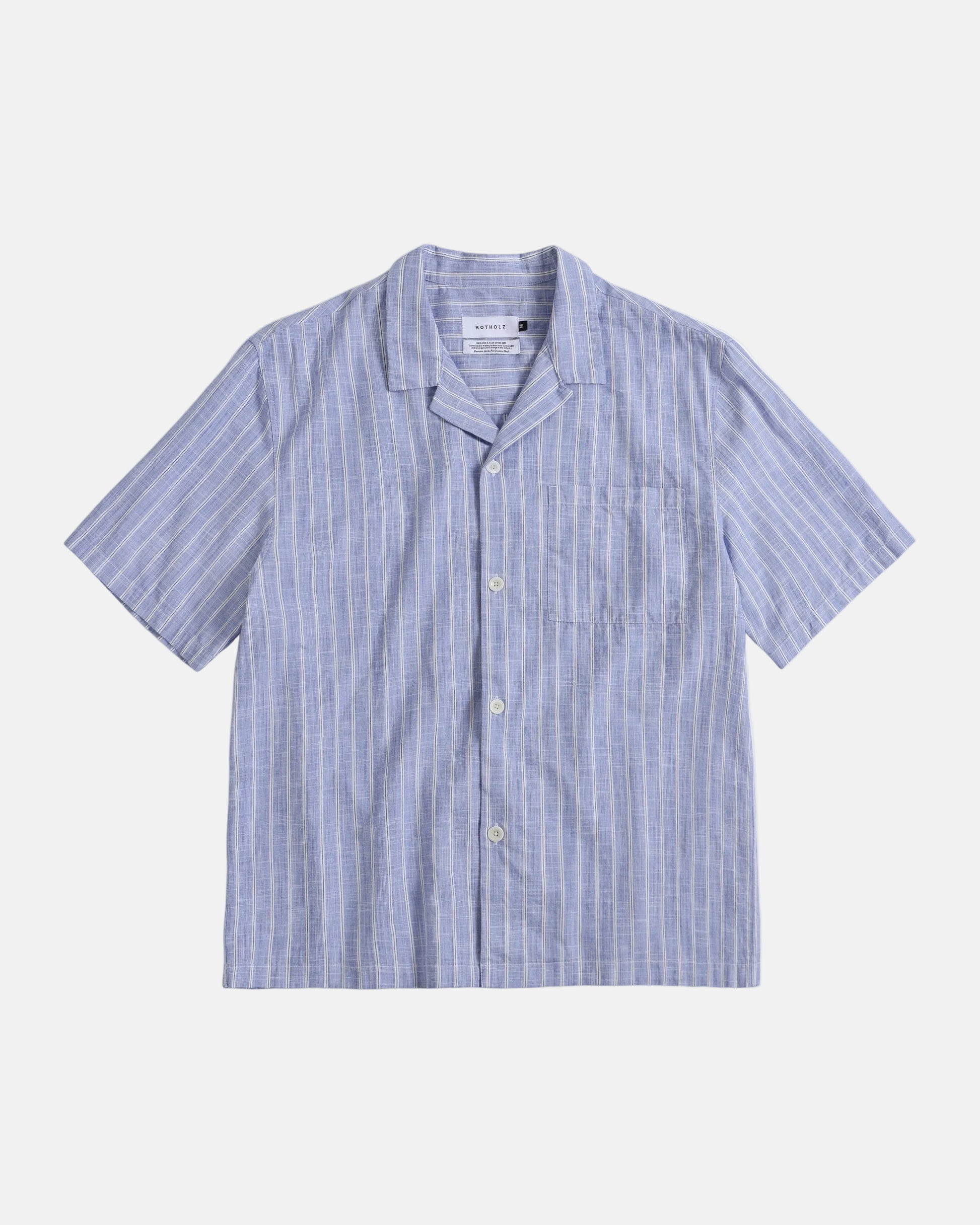Bowling Shirt Unisex Organic Cotton Blue Stripe