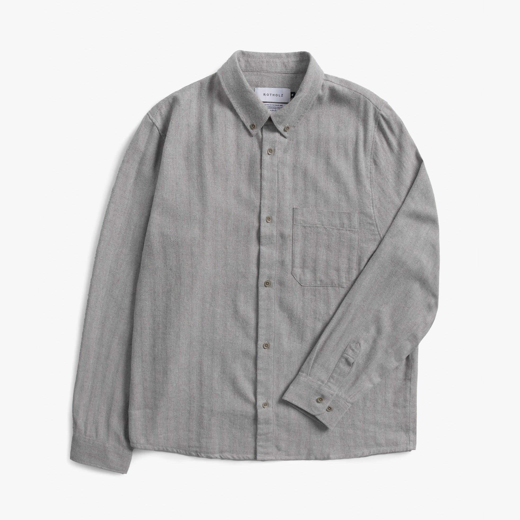 Button-Down Shirt Herringbone Gray