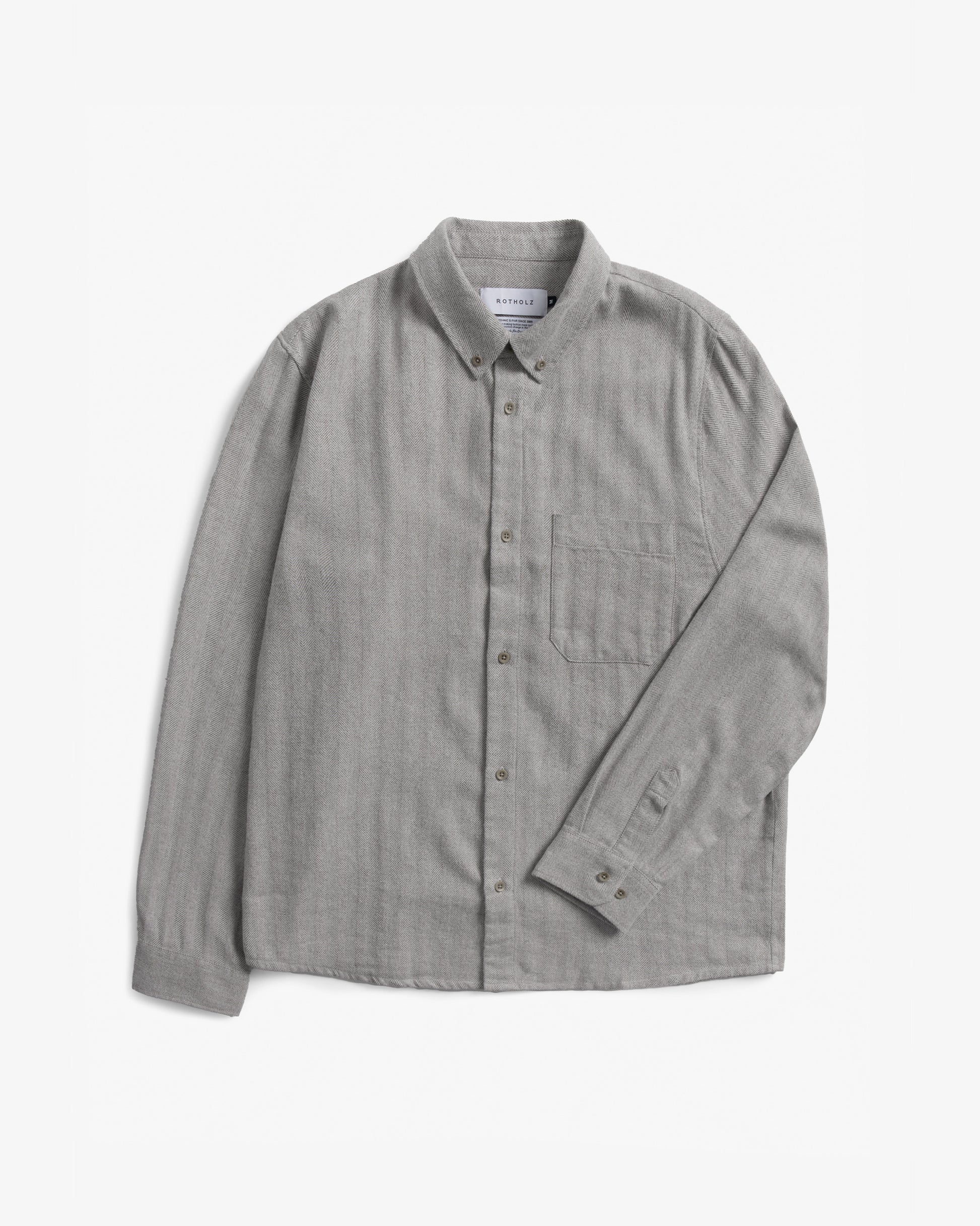 Button-Down Shirt Herringbone Gray