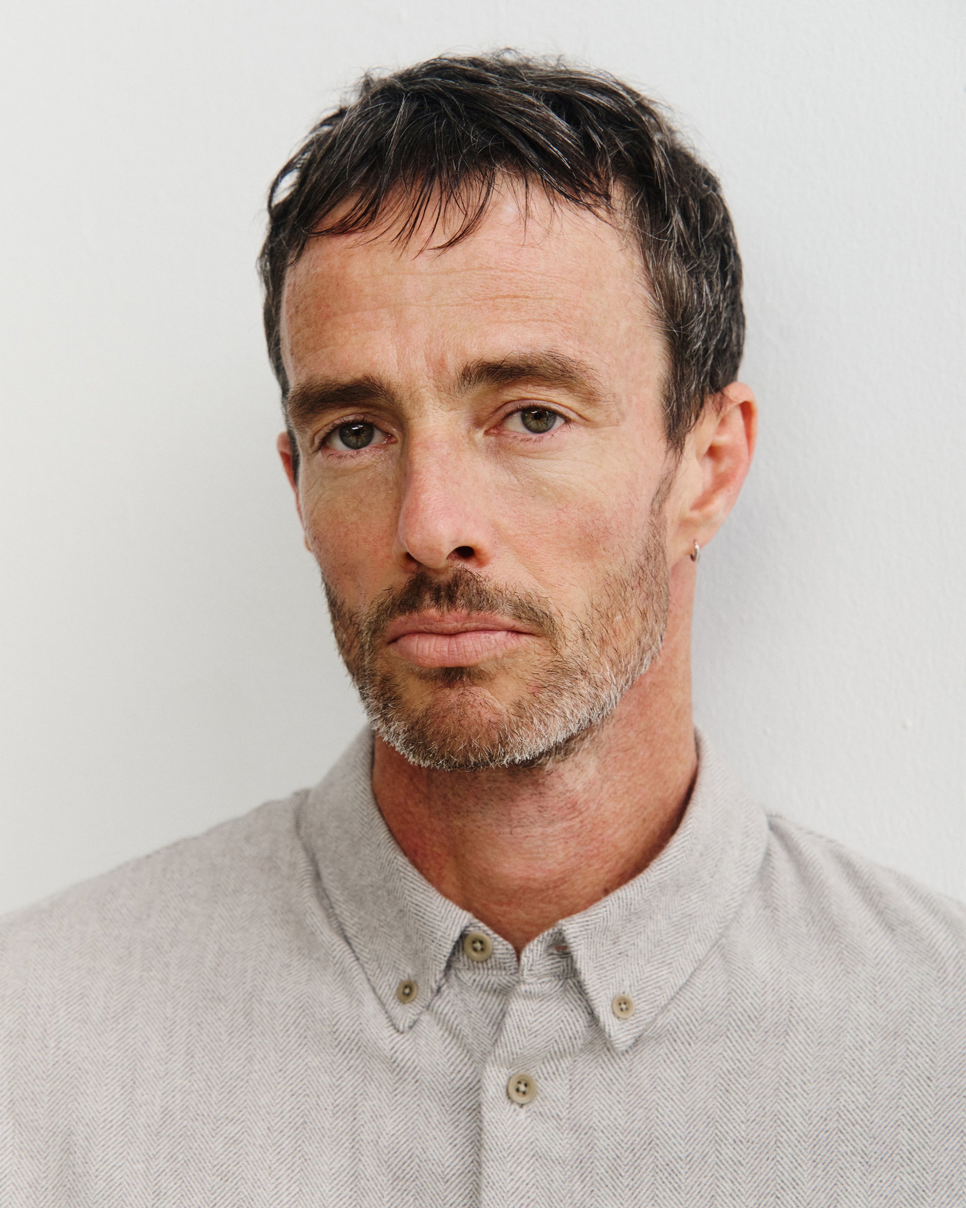 Button-Down Shirt Herringbone Gray