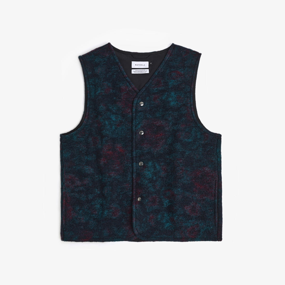 Button-Down Wool Vest Unisex Dark Watercolor