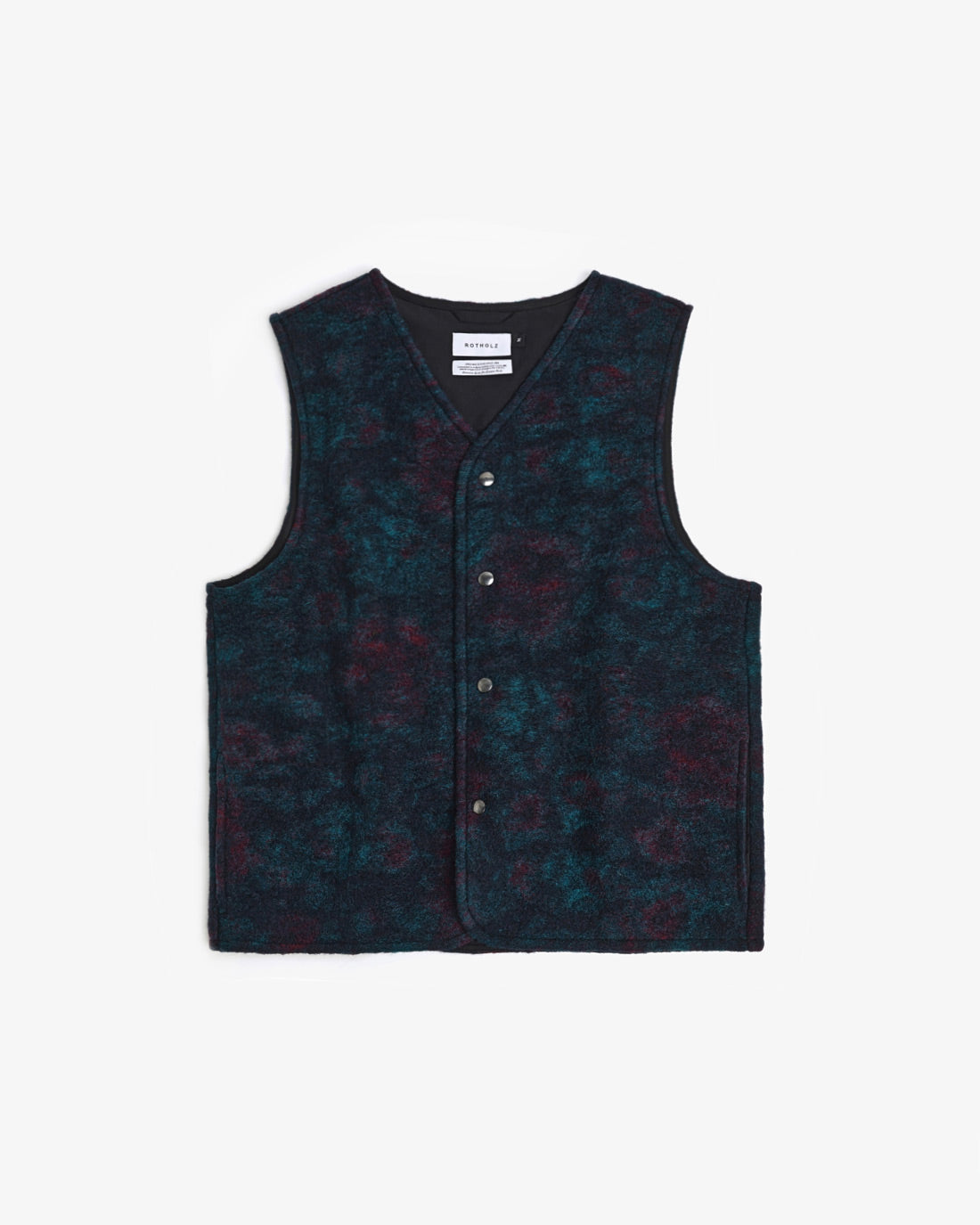 Button-Down Wool Vest Unisex Dark Watercolor