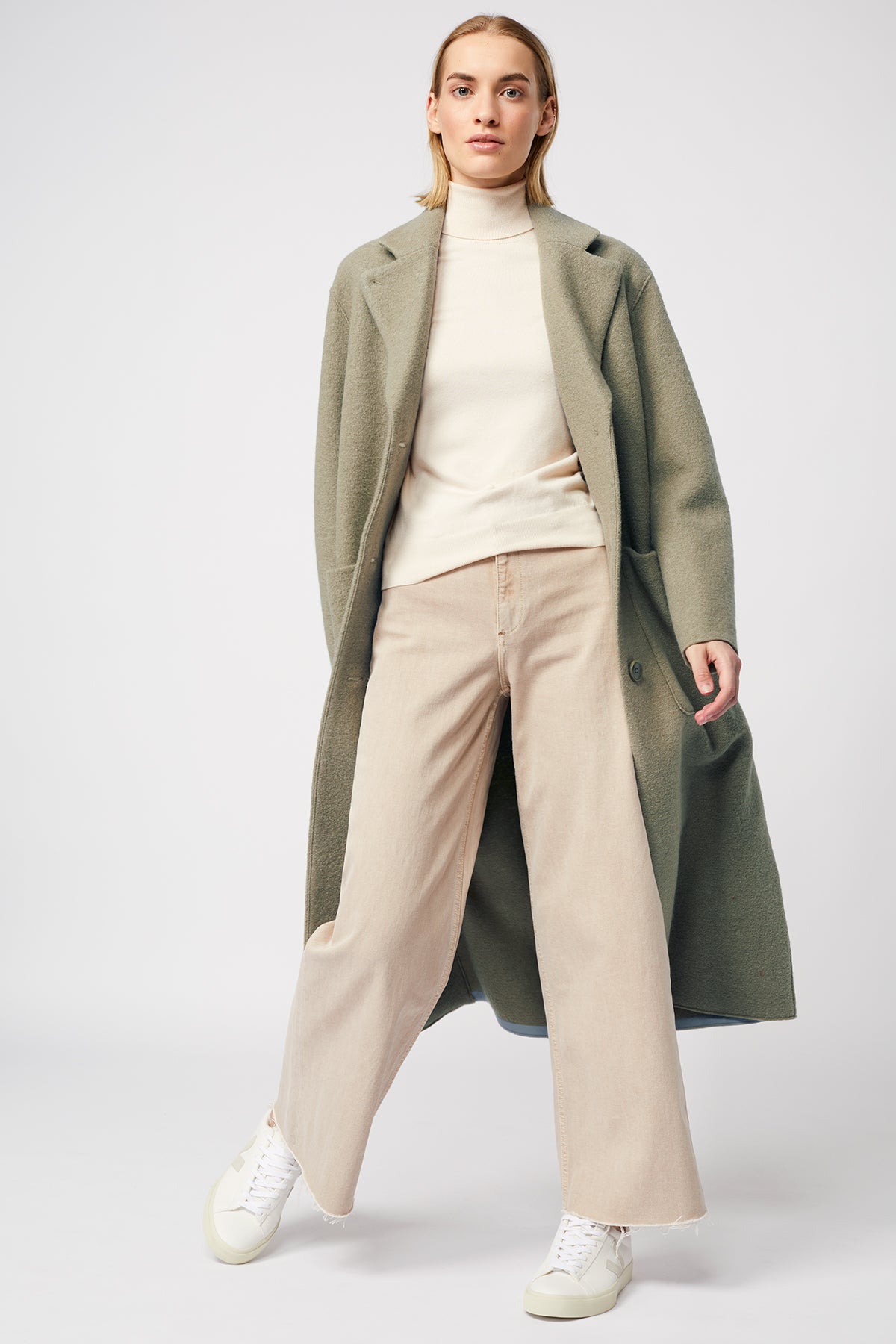 Carran Organic Wool Coat Salvia - LANGERCHEN