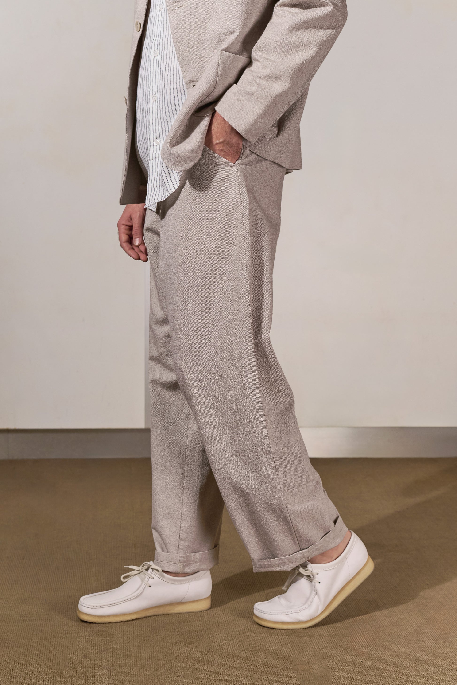 Carlo Canvas Trousers Cold Brown