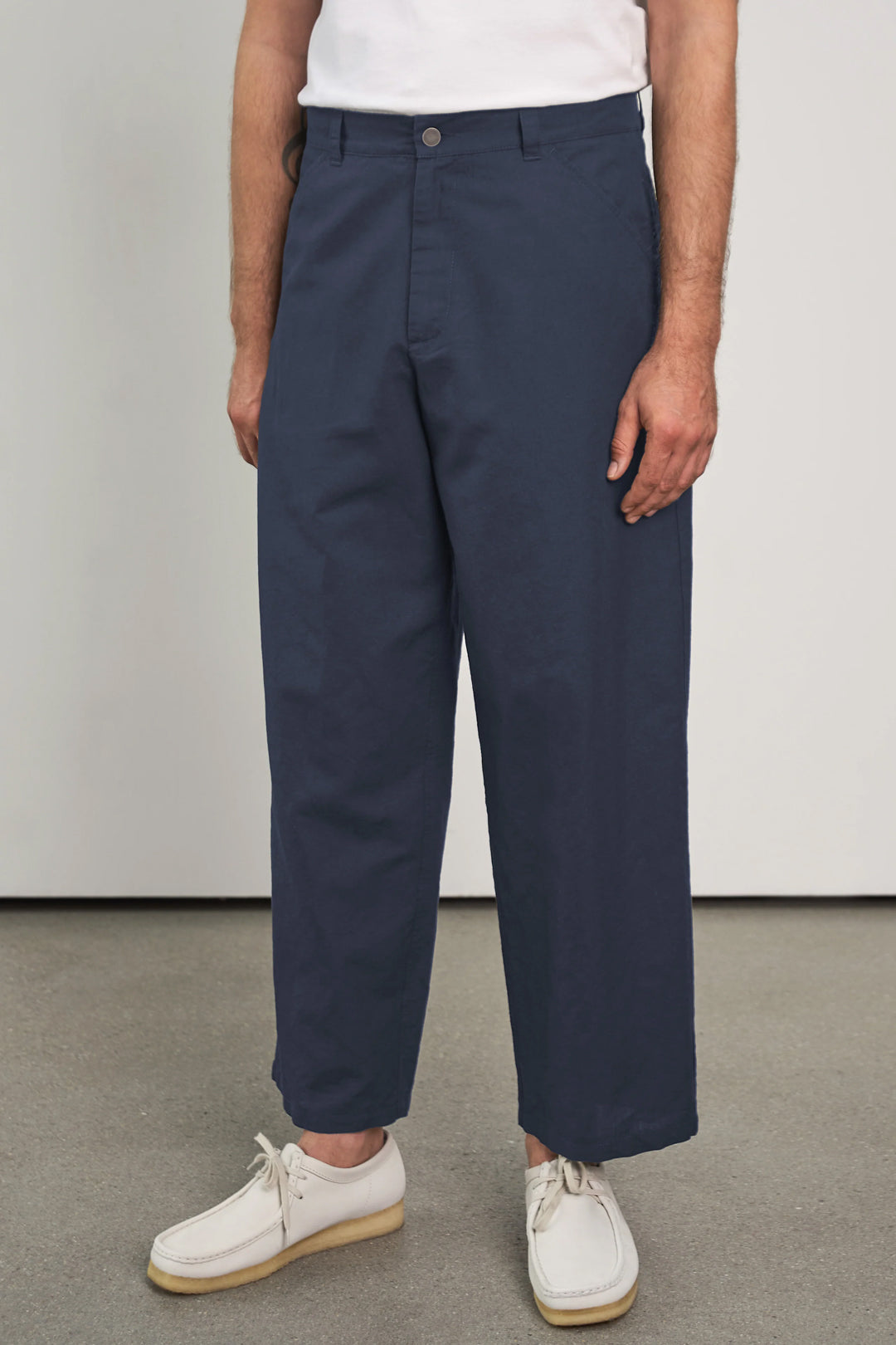 Carlo Linen & Organic Cotton Trousers Cold Navy