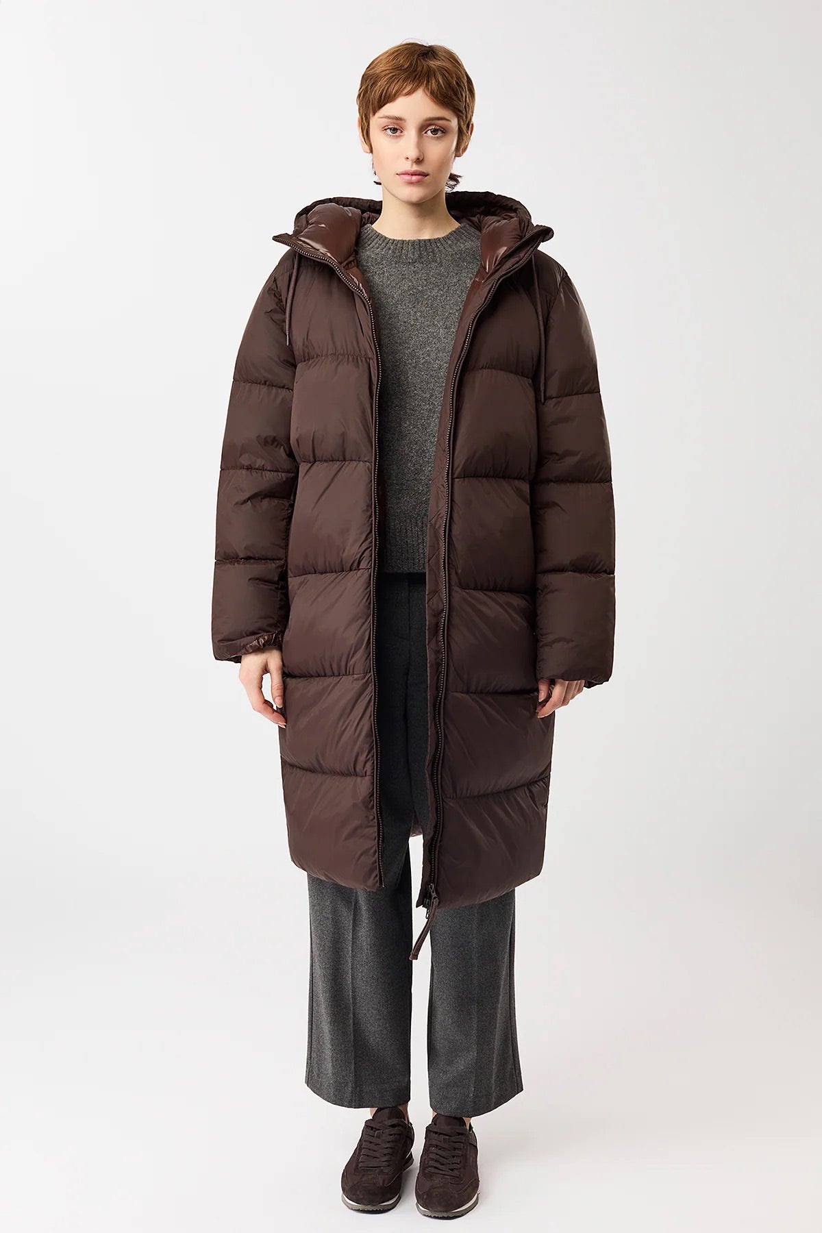 Coat Quilted Lightweight Puffer Eco Down Coffee