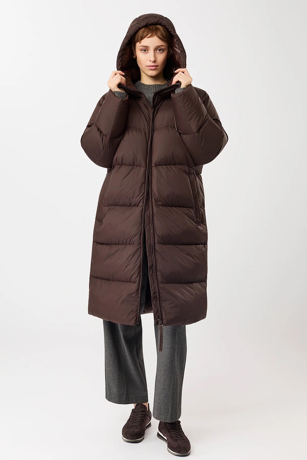 Coat Quilted Lightweight Puffer Eco Down Coffee