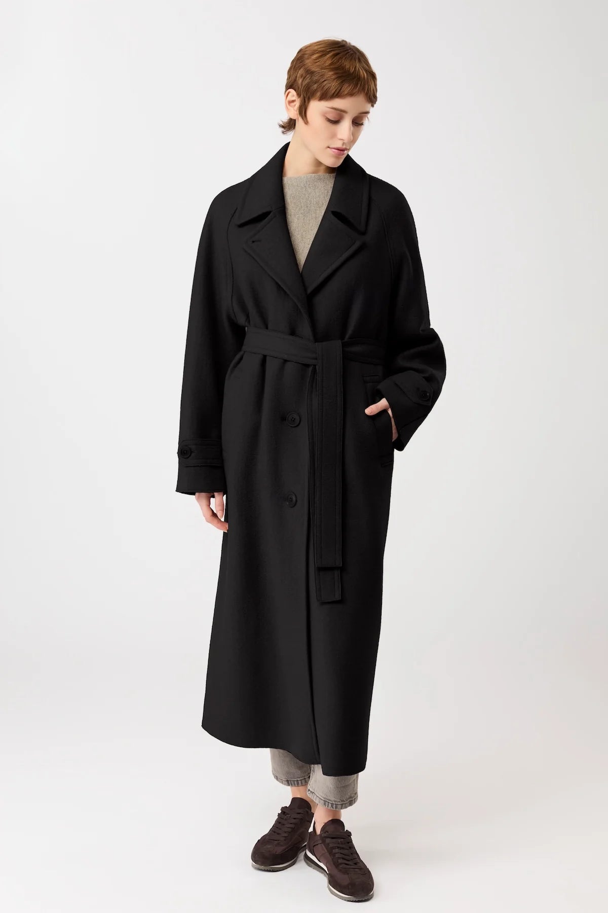 Women's Walking Coat Organic Wool (GOTS) Black