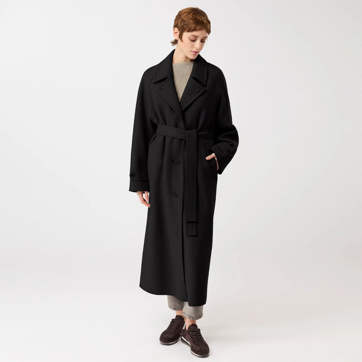 Women's Walking Coat Organic Wool (GOTS) Black