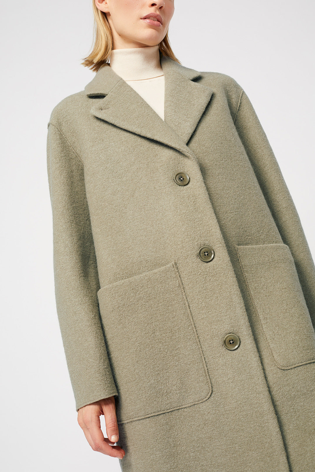 Carran Organic Wool Coat Salvia - LANGERCHEN