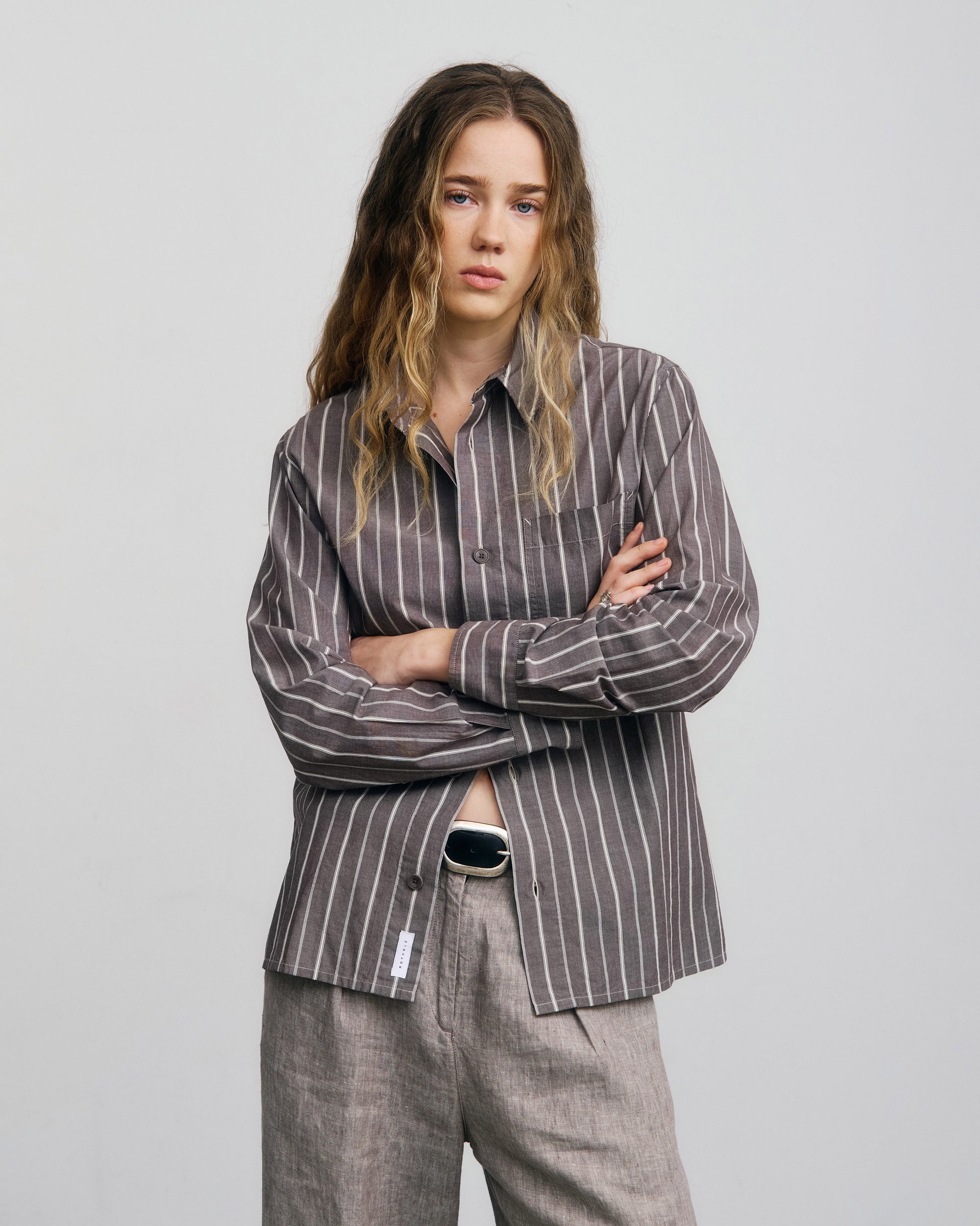 Casual Shirt Brown Stripe