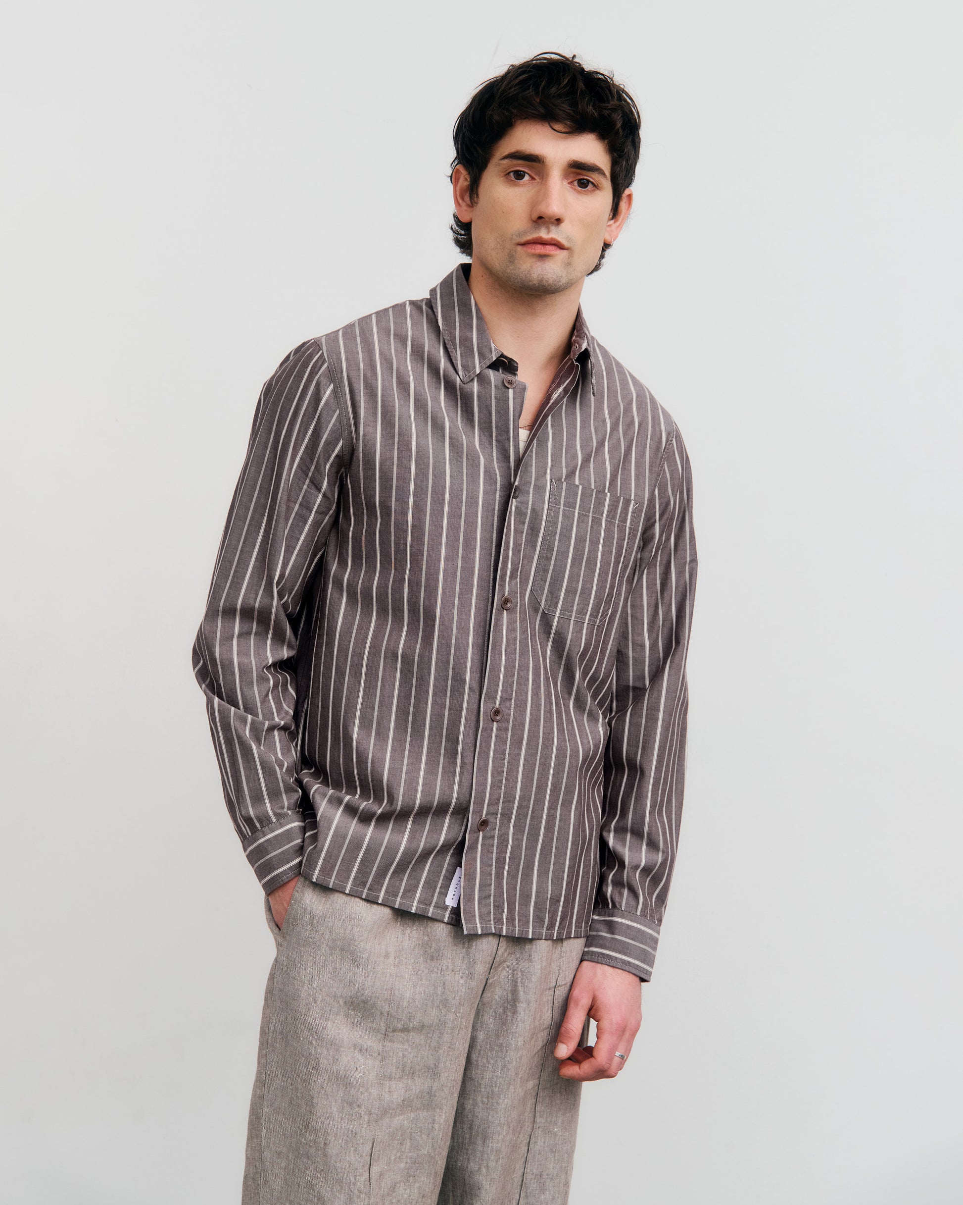Casual Shirt Brown Stripe