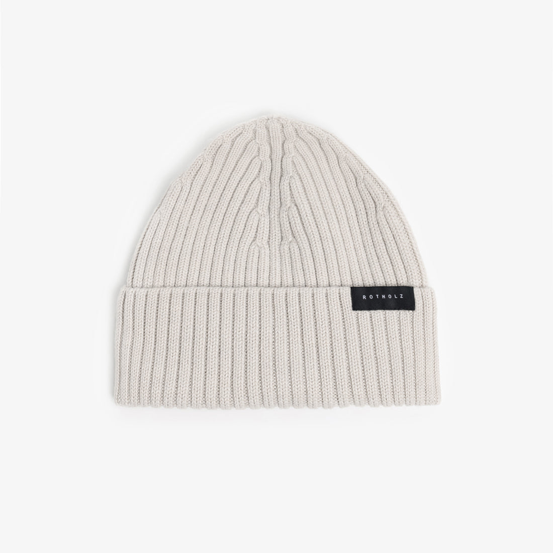 Classic Ribbed Knit Merino Wool Beanie Shell White