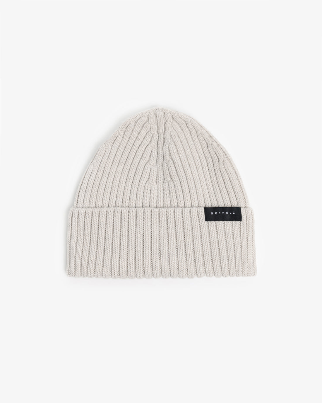 Classic Ribbed Knit Merino Wool Beanie Shell White
