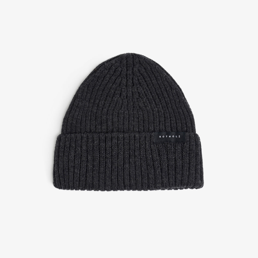 Classic Ribbed Knit Merino Wool Beanie Warm Anthracite