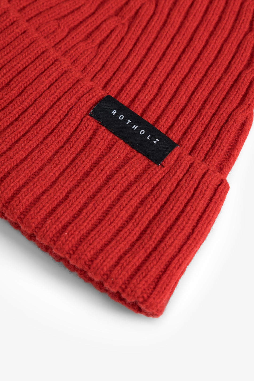 Classic Ribbed Wool Beanie Bright Red - ROTHOLZ