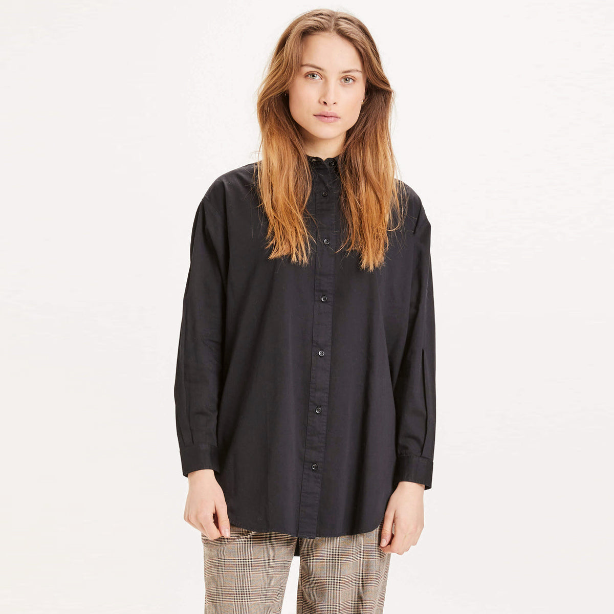 Classic Volume Sleeve Shirt Jet Black - KNOWLEDGE COTTON APPAREL