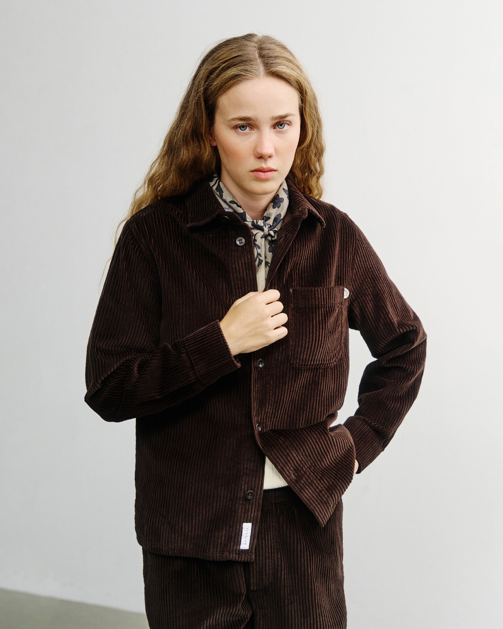 Corduroy Overshirt Casual Unisex Brown