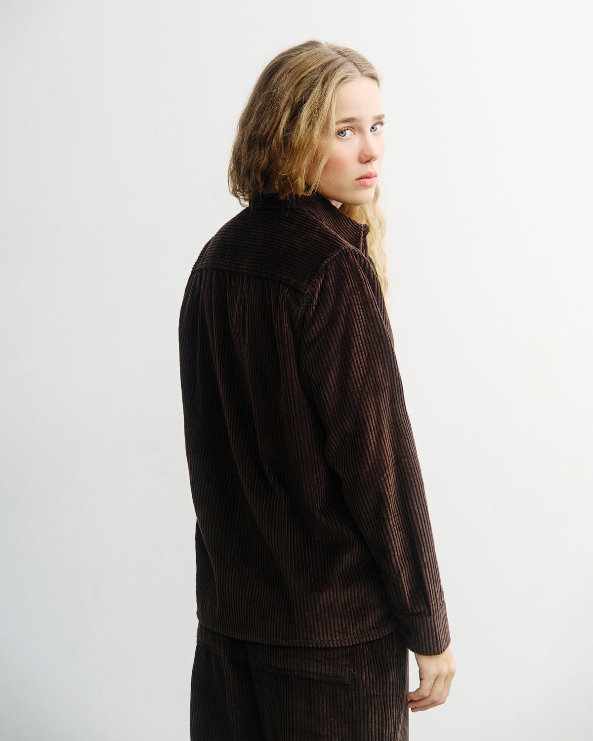 Corduroy Overshirt Casual Unisex Brown