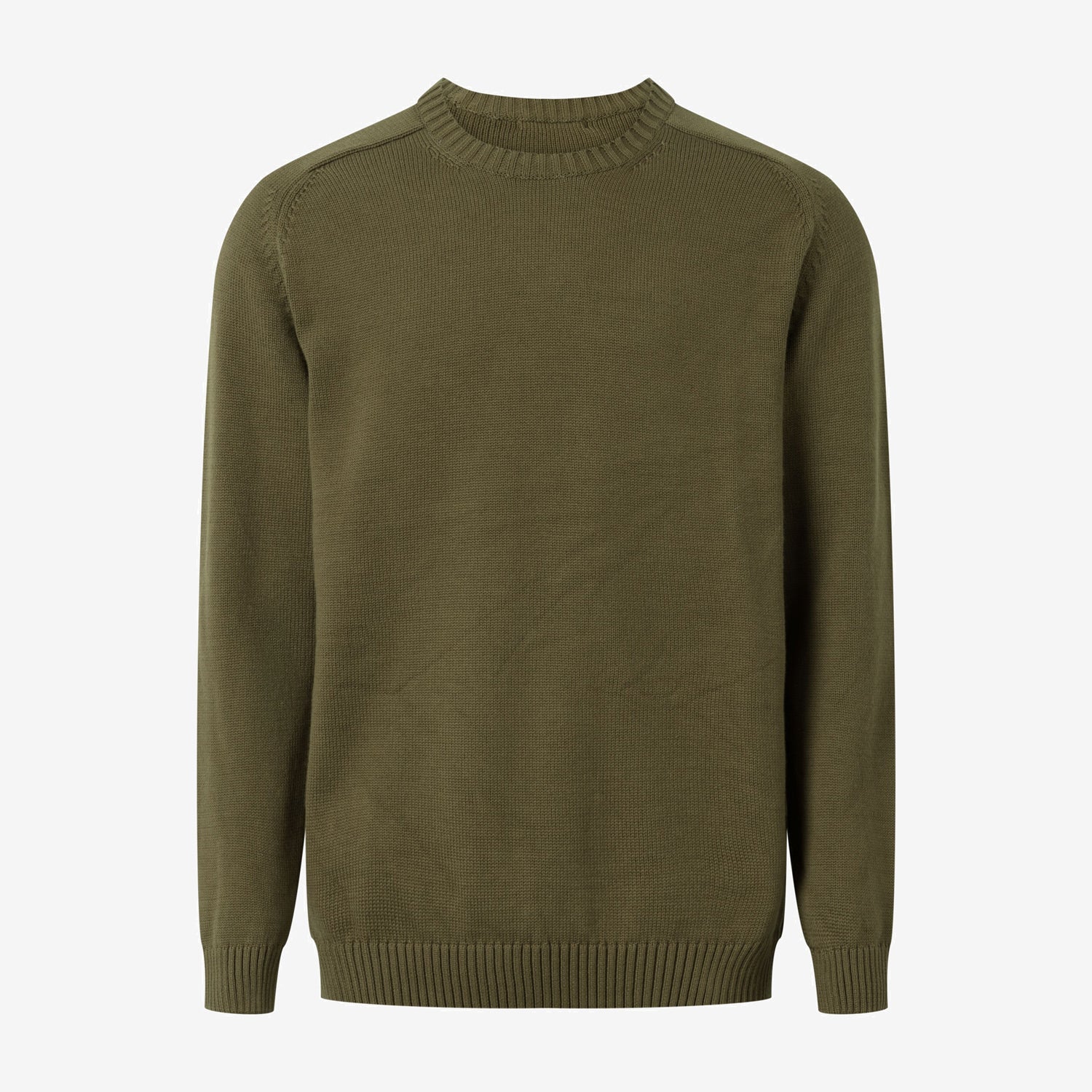 Plain Knitted Crew Neck Sweater Burned Olive