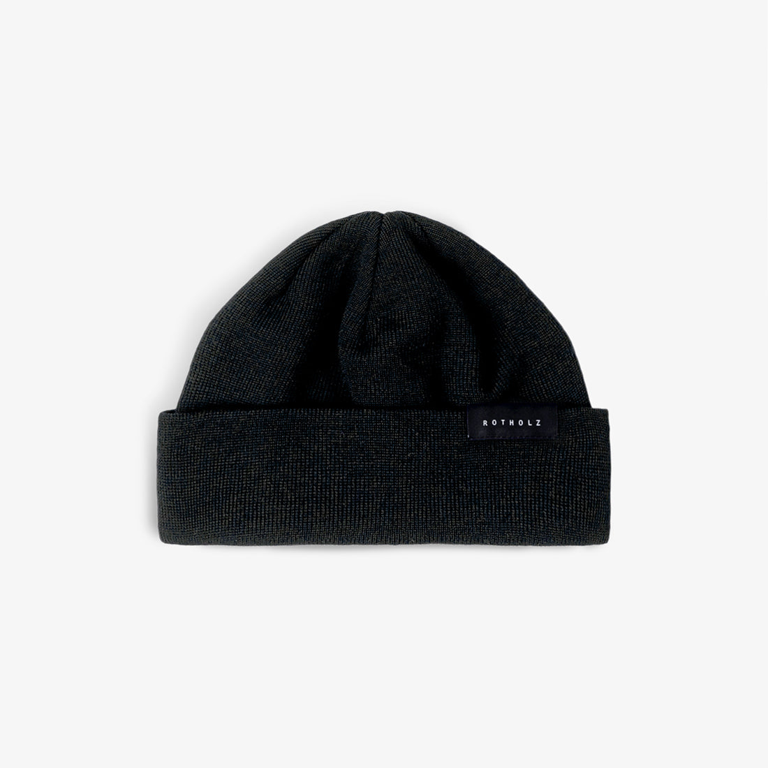 Short Fine Knit Beanie Merino Wool Soft Black