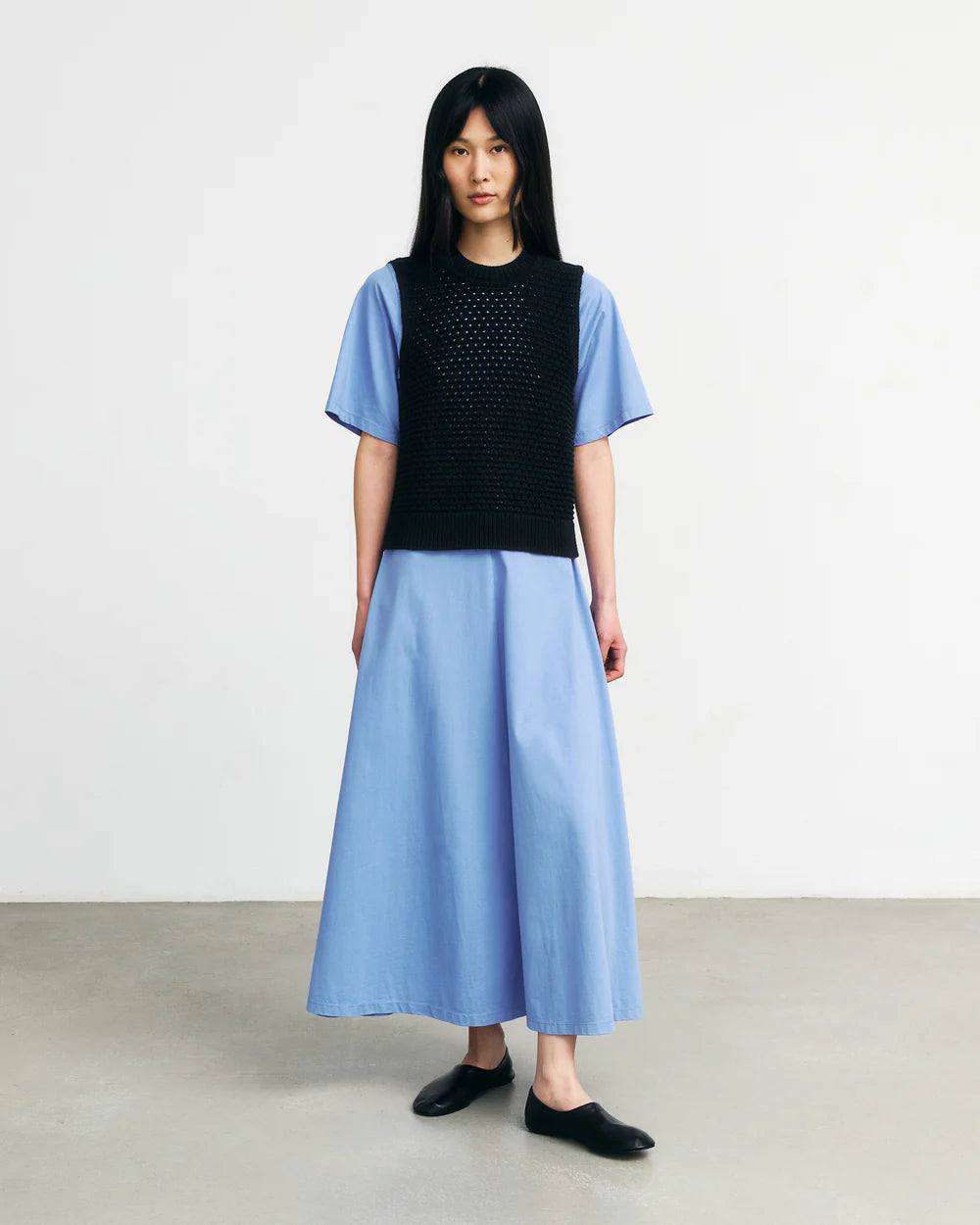 Cropped Knit Vest Organic Cotton True Black
