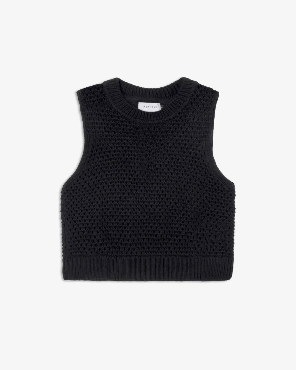 Cropped Knit Vest Organic Cotton True Black